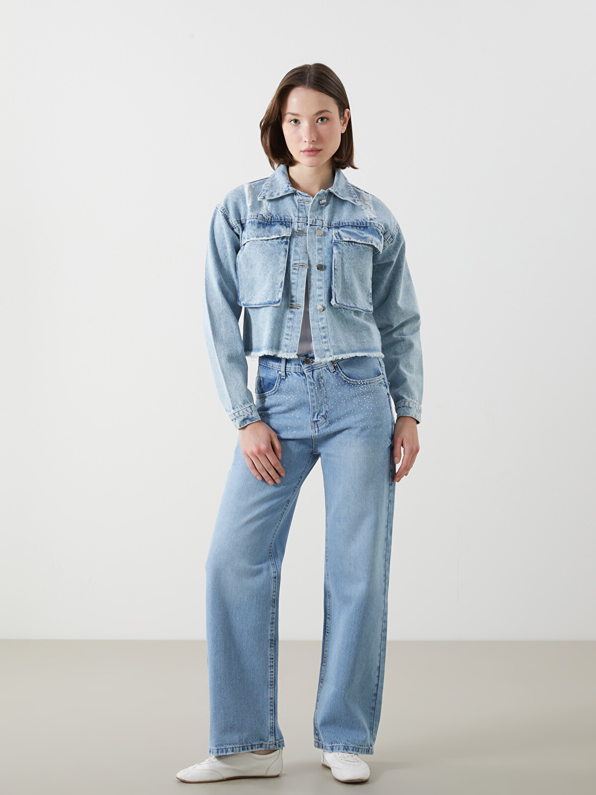 LCW Jeans Collared Neck Women's Denim Jacket - W4LH68Z8-311 - LC
