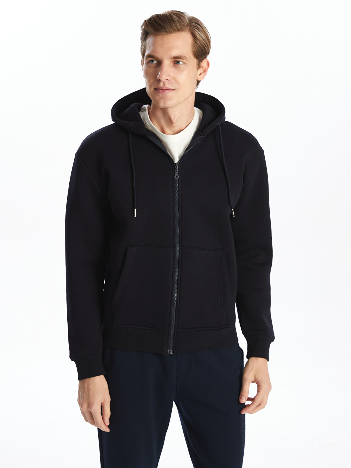 LCWAIKIKI Classic Hooded Long Sleeve Men's Zip-Up Sweatshirt