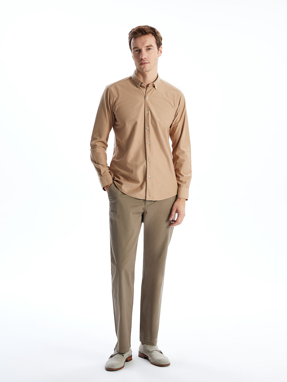 Wolfy さま LCWAIKIKI Classic Slim Fit Long Sleeve Velvet Men's Shirt