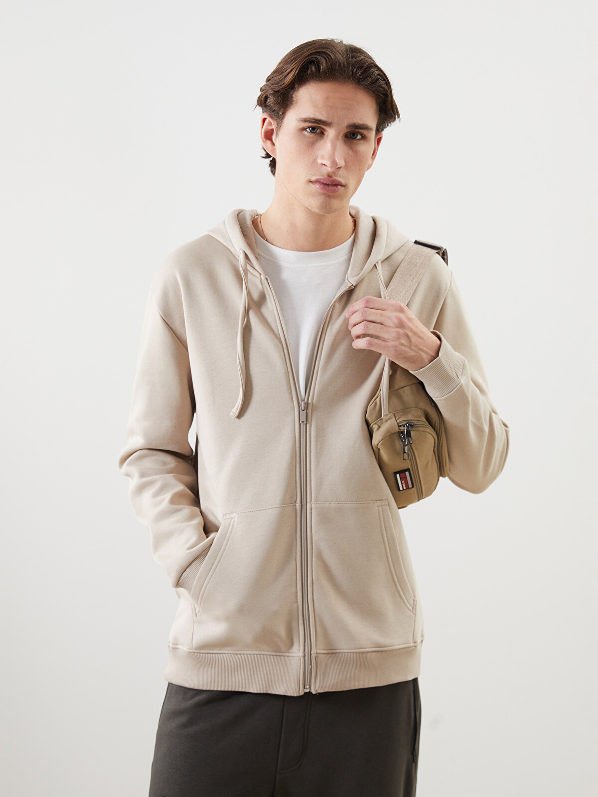 XSIDE ACTIVE Standing Collar Long Sleeve Plush Men's Zippered