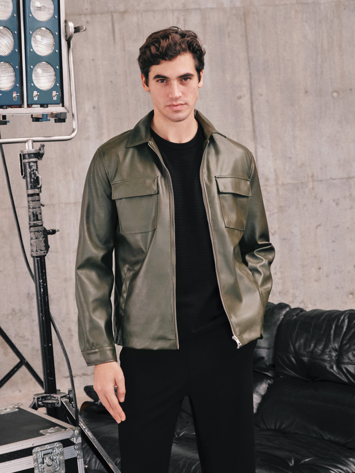 LCW Vision Collared Neck Pocketed Men's Faux Leather Jacket