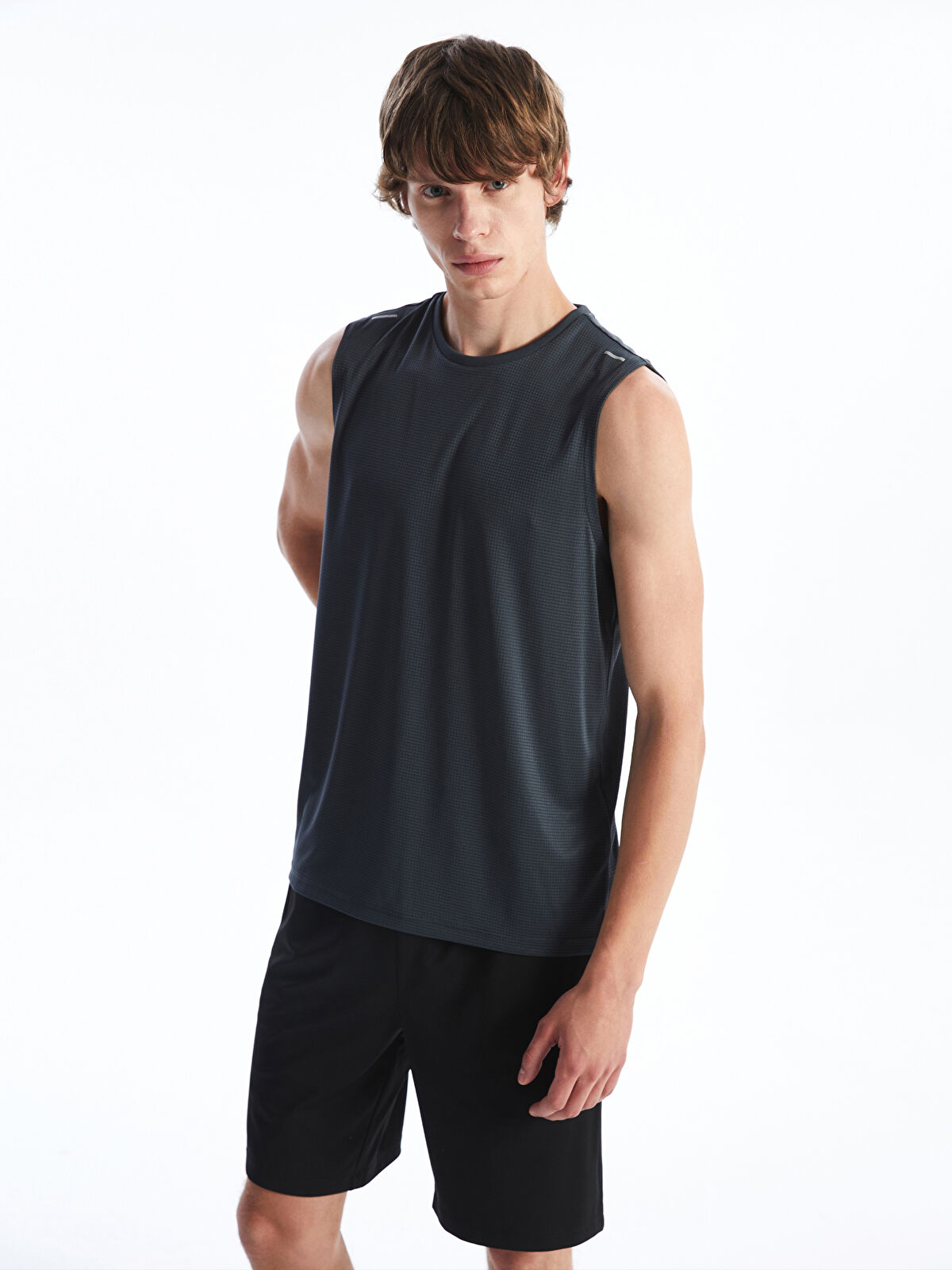 メンズウェア BackSlash StandCollar HalfSleeve Shirt XSIDE ACTIVE Crew Neck Men's Sleeveless T-Shirt -S50154Z8