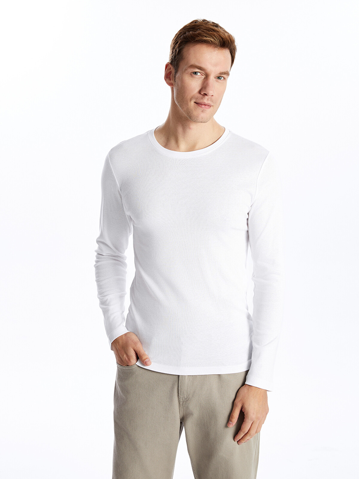 LCWAIKIKI Basic Crew Neck Long Sleeve Jersey Men's T-Shirt