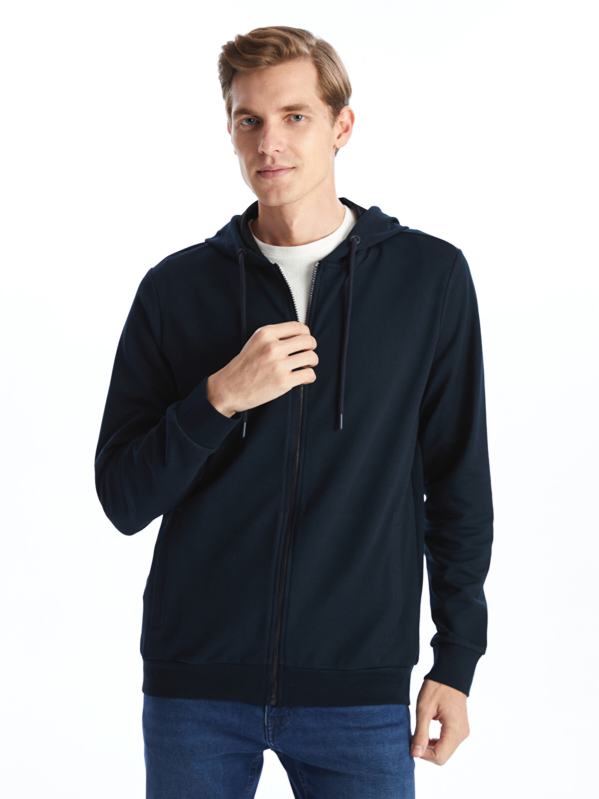 ※ハッピー※ LCWAIKIKI Basic Hooded Long Sleeve Men's Zip-Up Sweatshirt