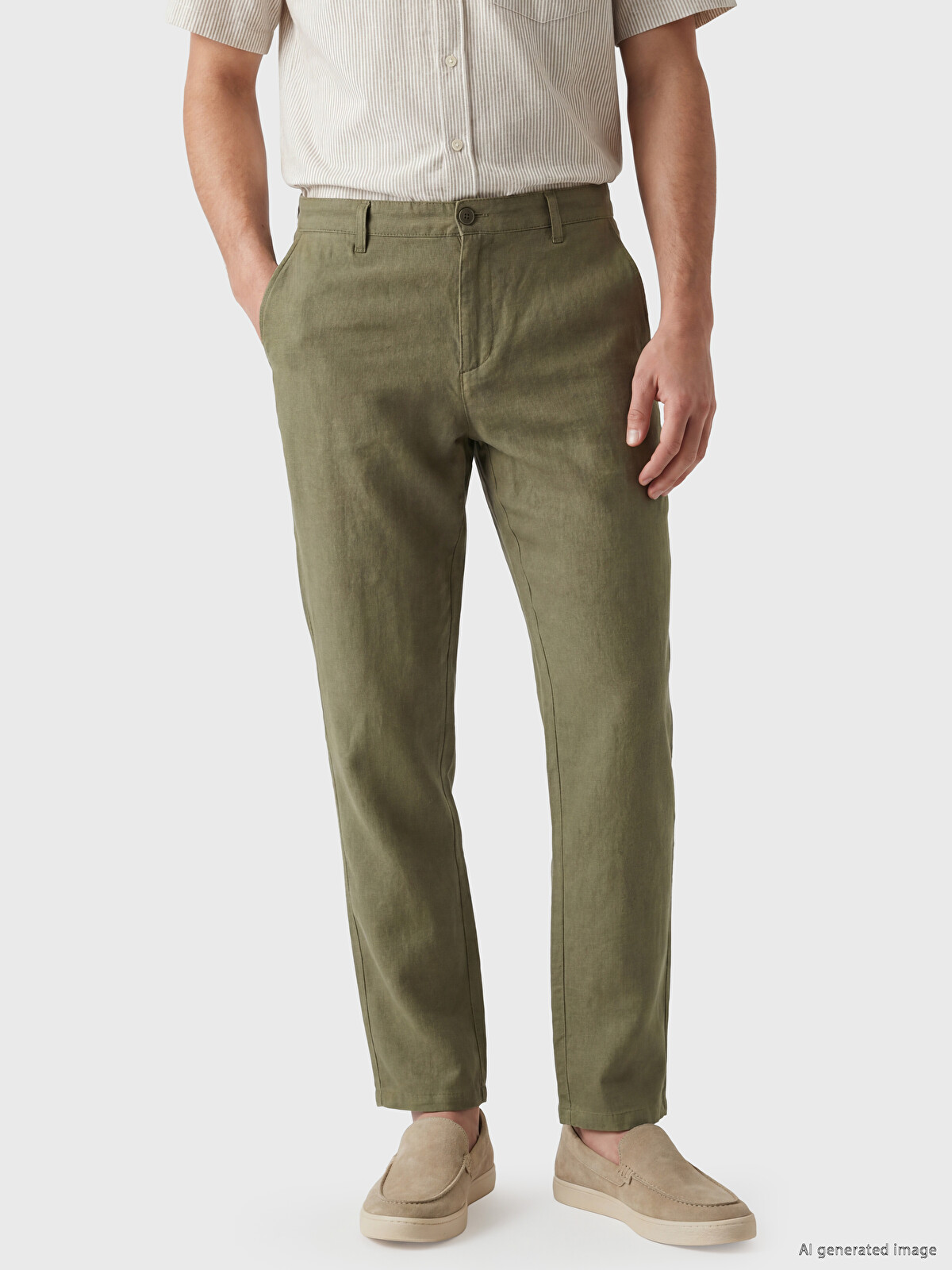 LCWAIKIKI Classic Regular Fit Linen Blend Men's Chino Trousers