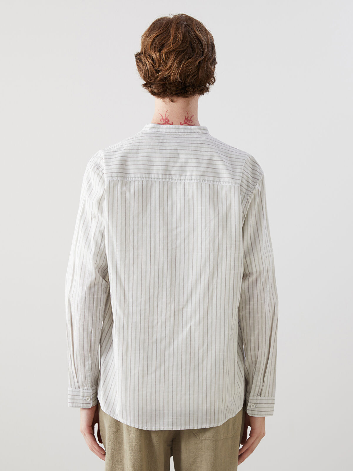 【めっちゃ変わる】 Long Fit Regular XSIDE Sleeve Shirt Men's Poplin Striped 椅子