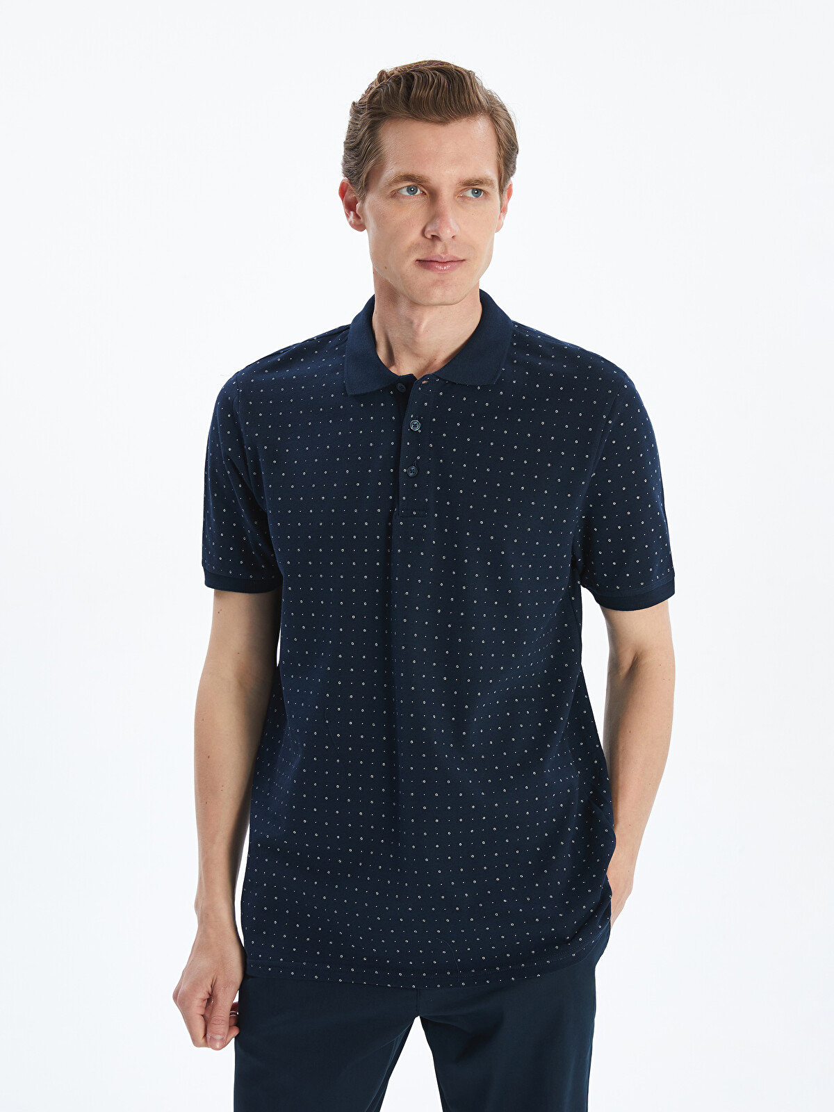 LCWAIKIKI Classic Polo Neck Short Sleeve Patterned Pique Men's T