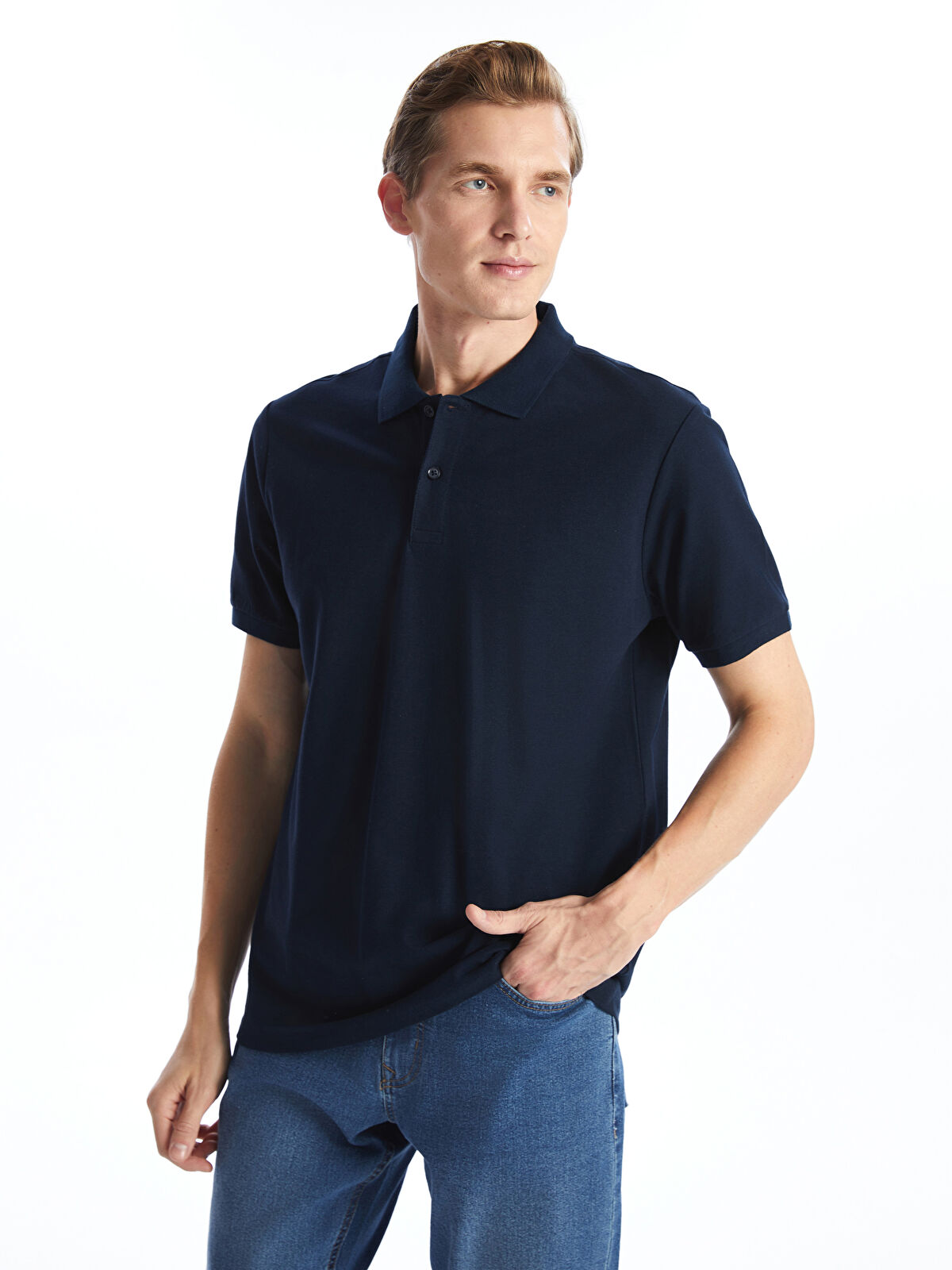 LCWAIKIKI Classic Lacivert Polo Yaka Kısa Kollu Pike Erkek Tişört