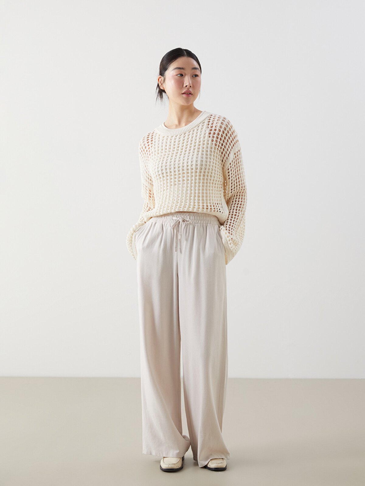 XSIDE Women's Elastic Waist Linen Blend Trousers - S52596Z8-CTL