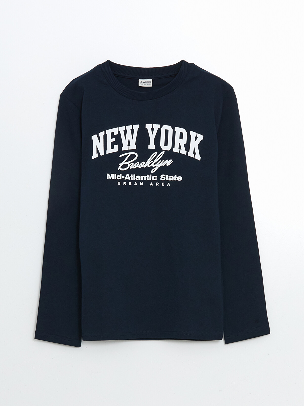 LCW Kids Lacivert Bisiklet Yaka New York Baskılı Erkek Çocuk