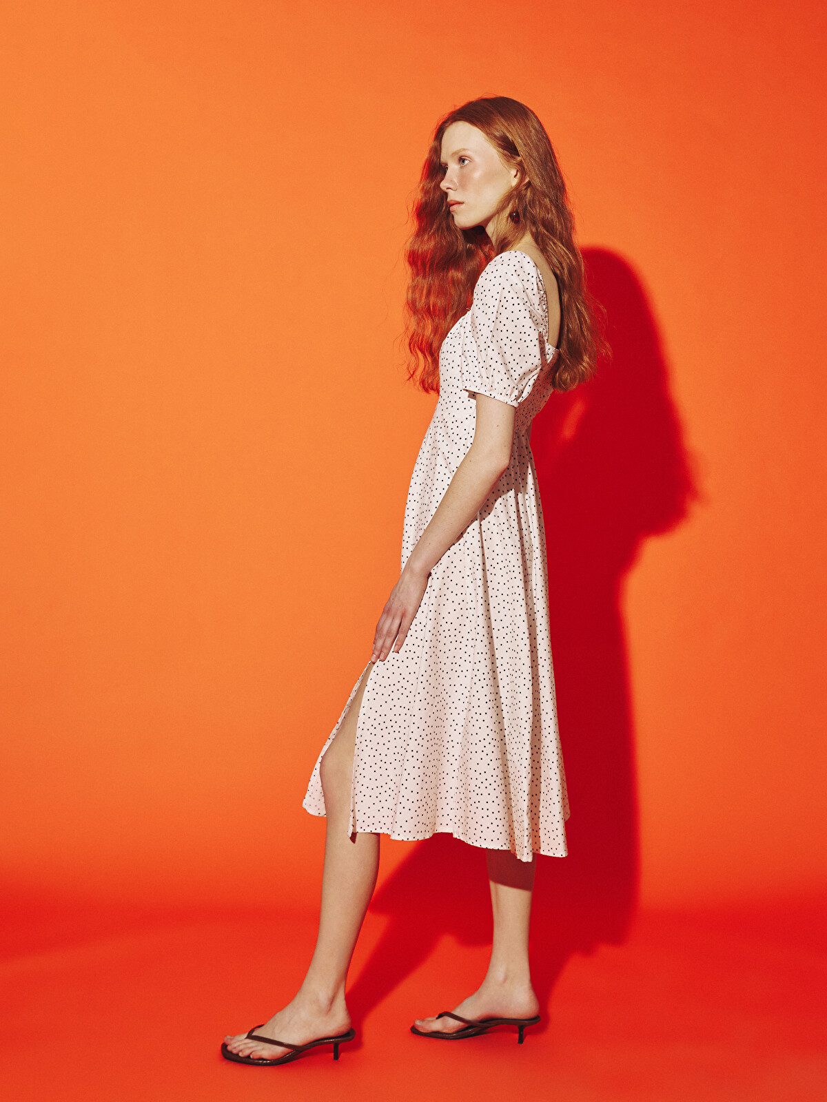 XSIDE Square Neck Polka Dot Dress - S52697Z8-Q6K | LC Waikiki