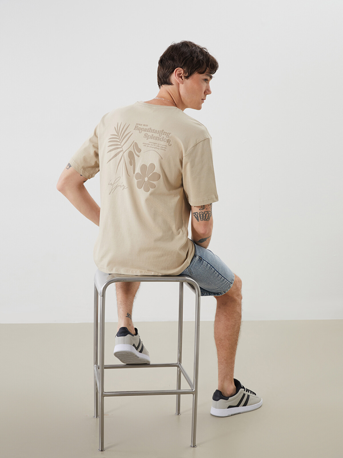 XSIDE Crew Neck Short Sleeve Patterned Jersey Men's T-shirt