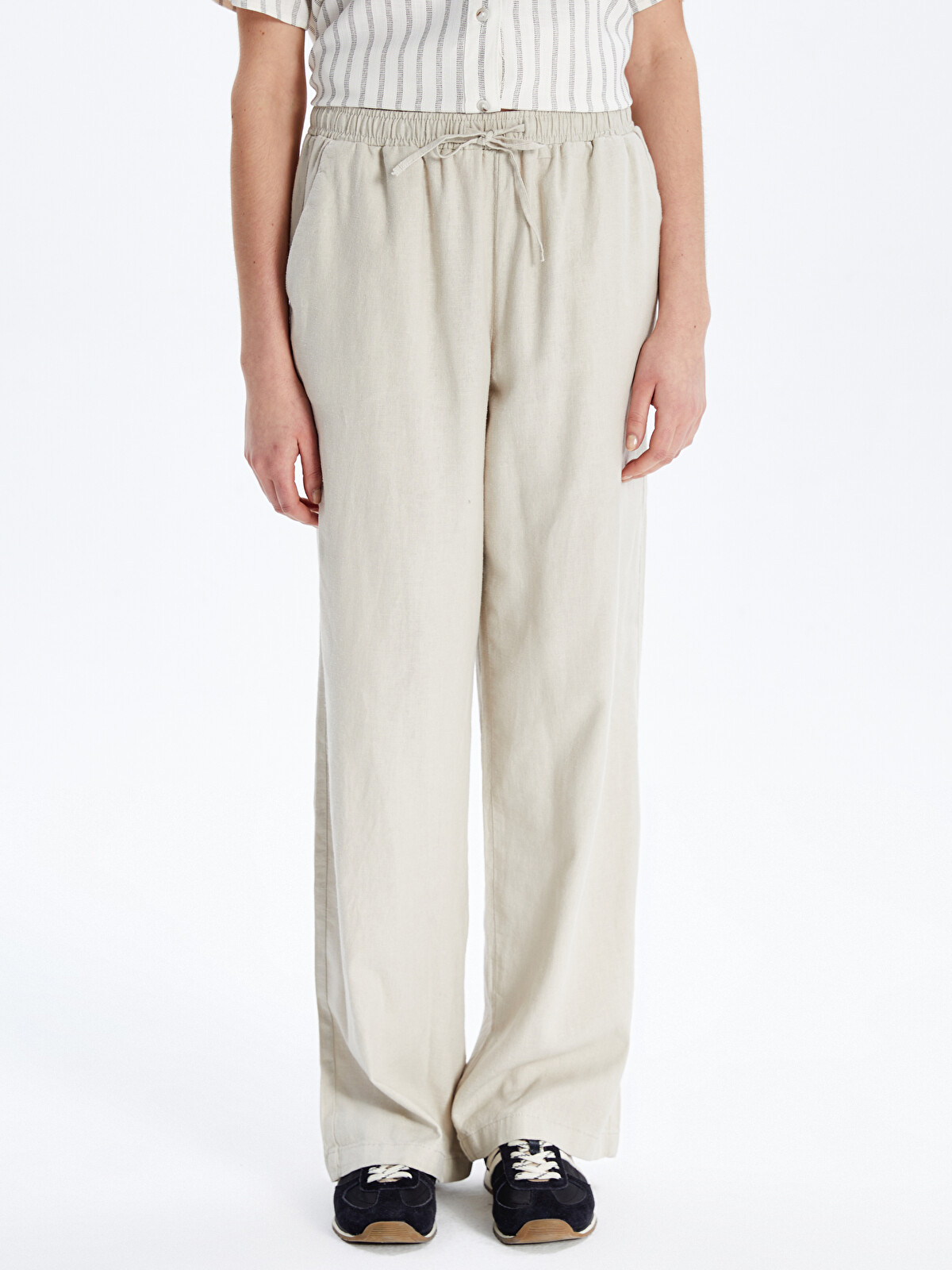 XSIDE Women's Elastic Waist Linen Blend Trousers - S53028Z8-Z4B