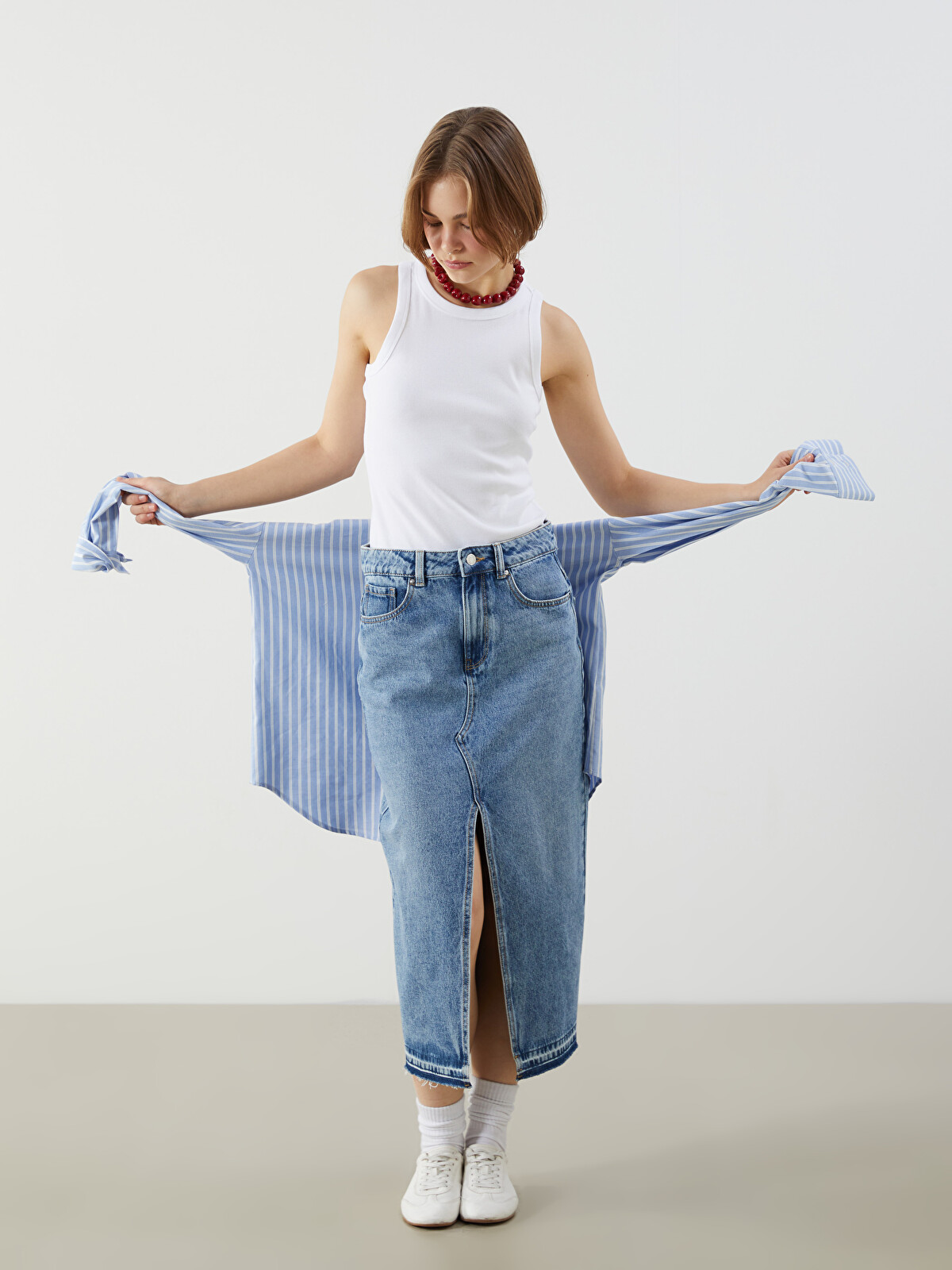XSIDE Slim Fit Denim Skirt - S53119Z8-Q6L - LC Waikiki