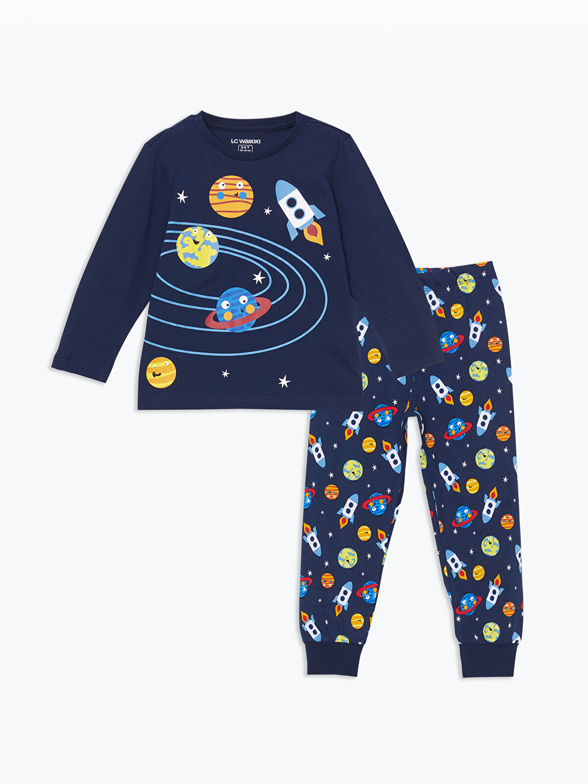 ＪＰ様 LCW Kids Lacivert Bisiklet Yaka Baskılı Erkek Çocuk Pijama Takımı