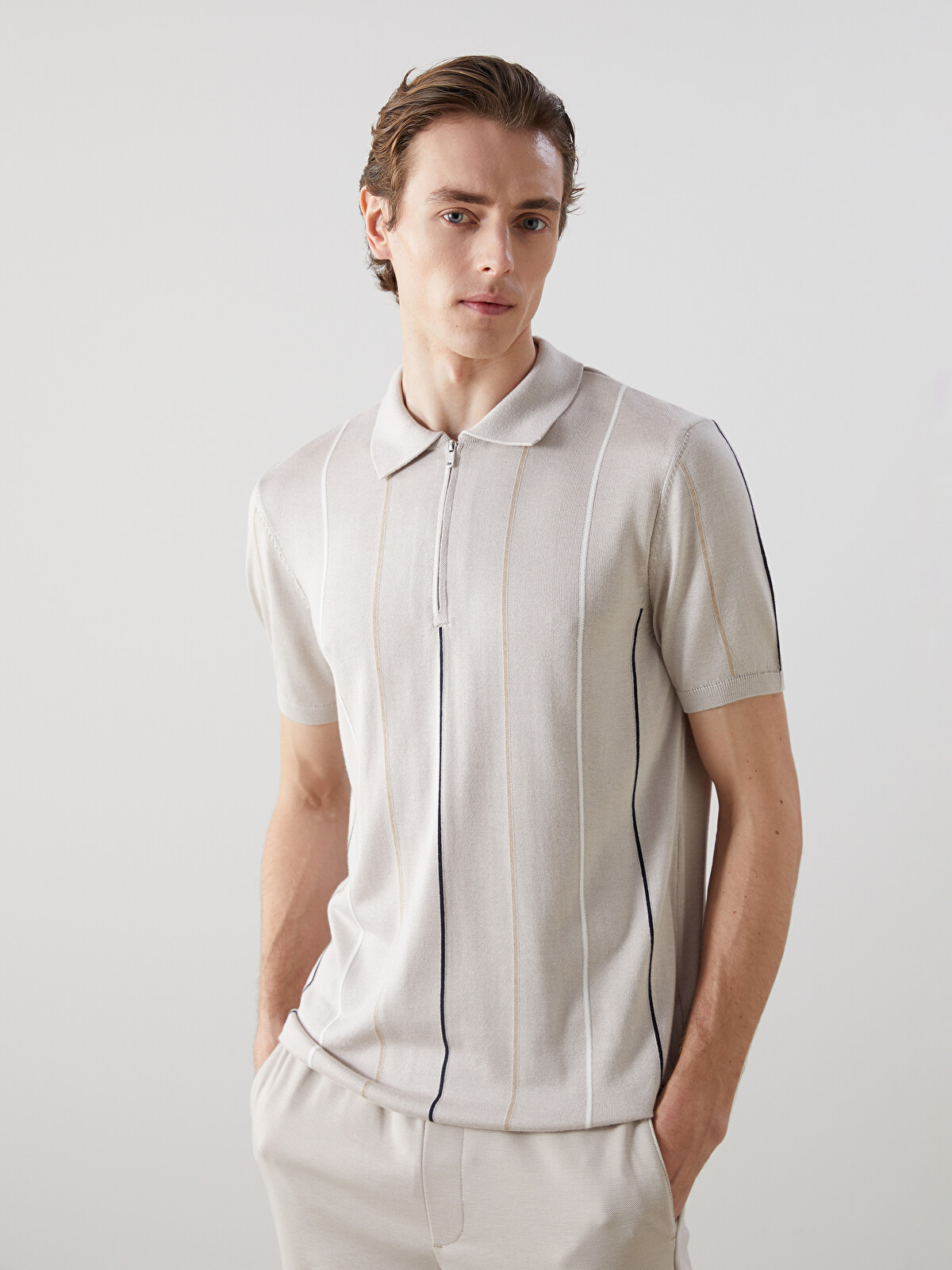LCW Vision Polo Yaka Çizgili Erkek Triko Tişört - S53346Z8-HZZ