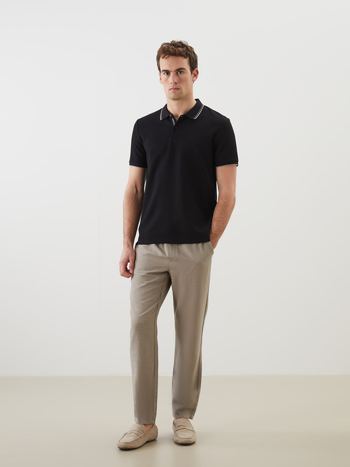 Polo Neck Short Sleeve Men's T-Shirt -S53482Z8-CVL - LC Waikiki