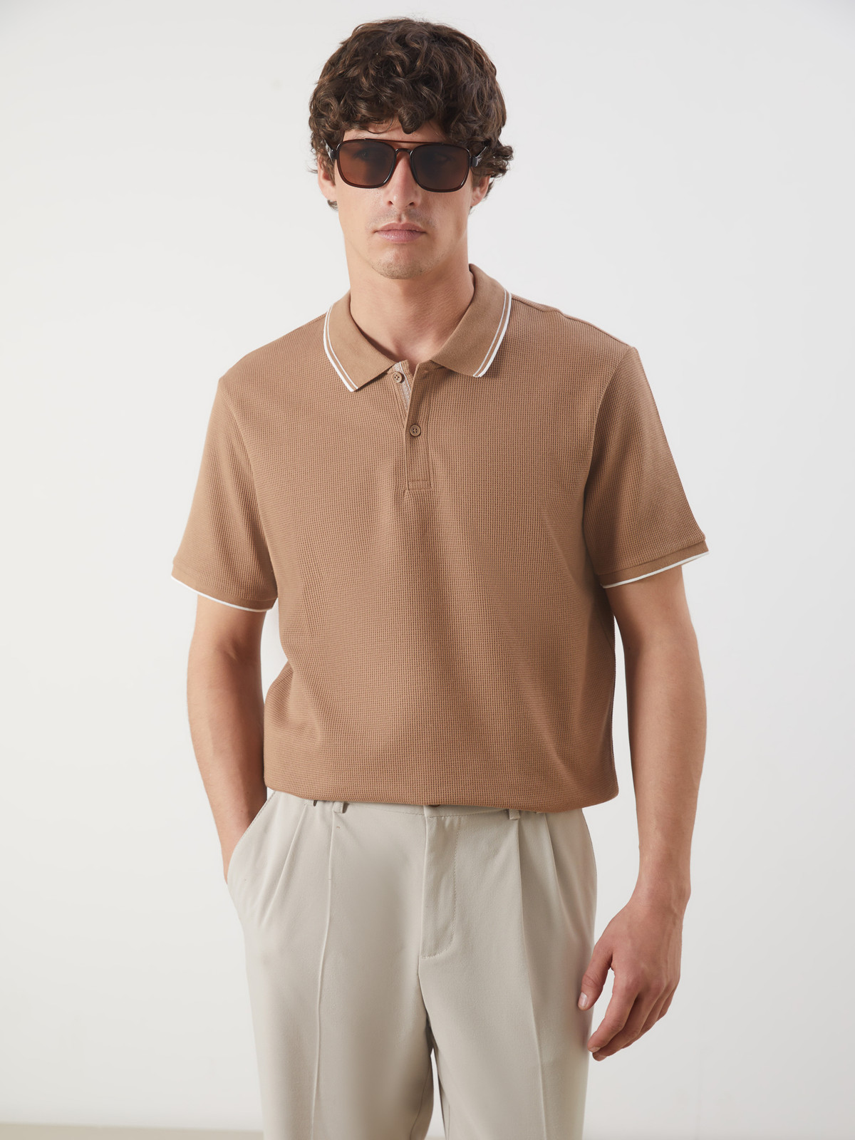 LCW Vision Polo Neck Men's Textured T-shirt - S53482Z8-T5N | LC