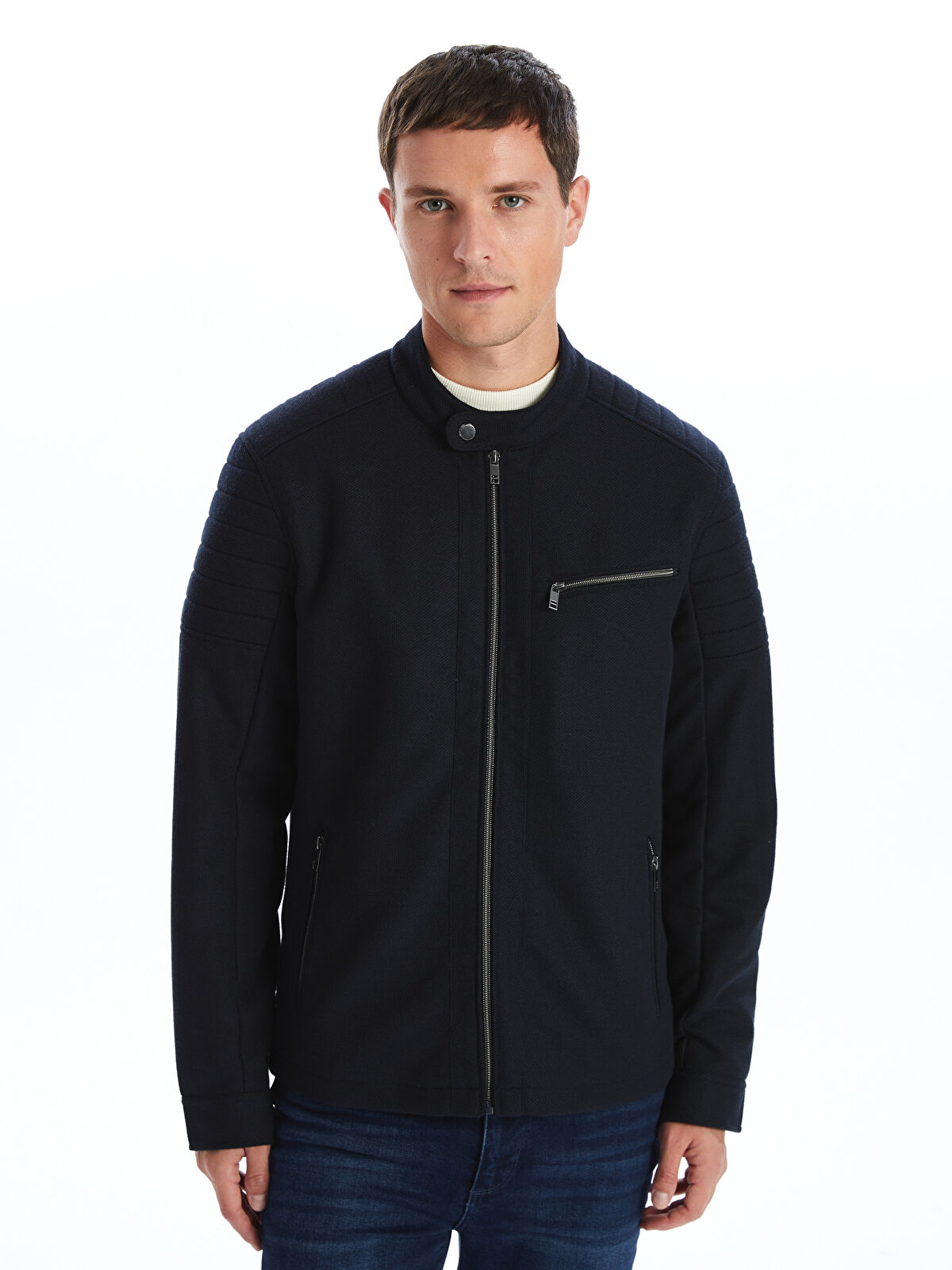 メンズウェア 35DIKI LCW Vision Slim Fit Biker Neck Men's Coat - S53714Z8-RFG - LC Waikiki