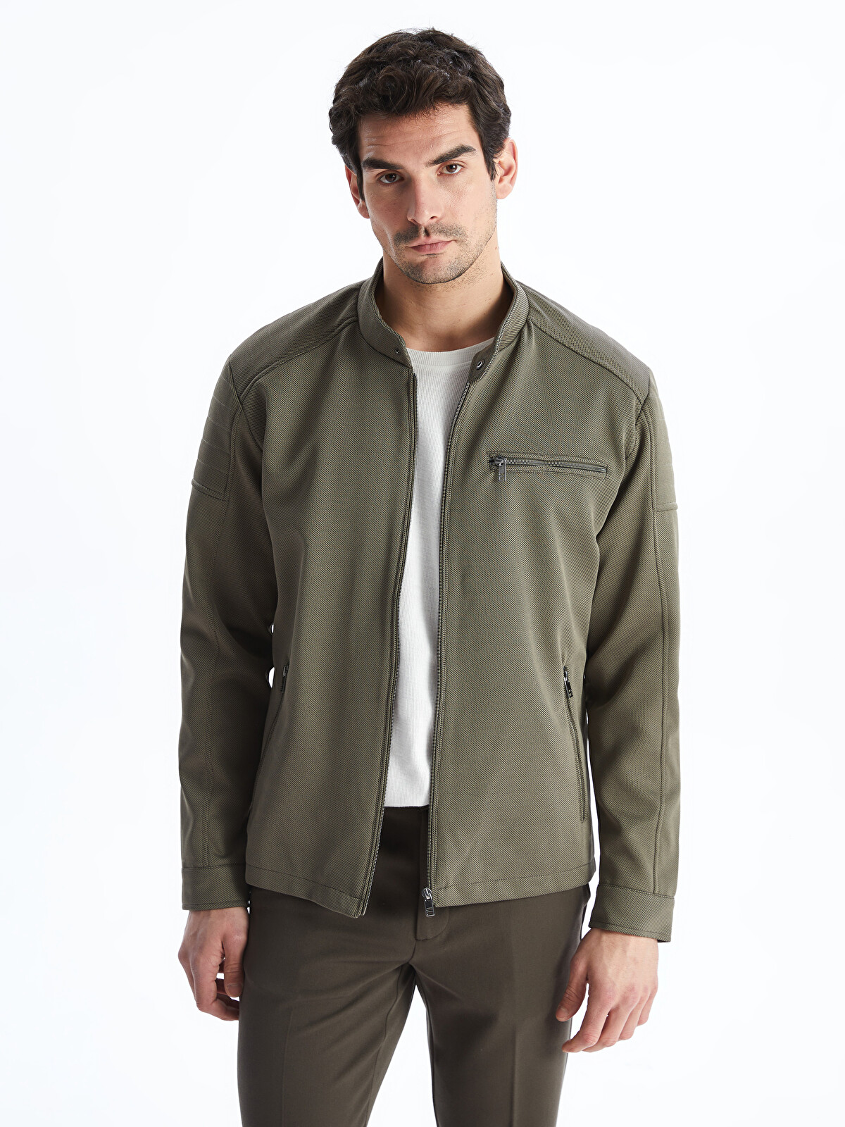 LCW Vision Slim Fit Biker Yaka Erkek Ceket - S53714Z8-SXQ | LC Waikiki