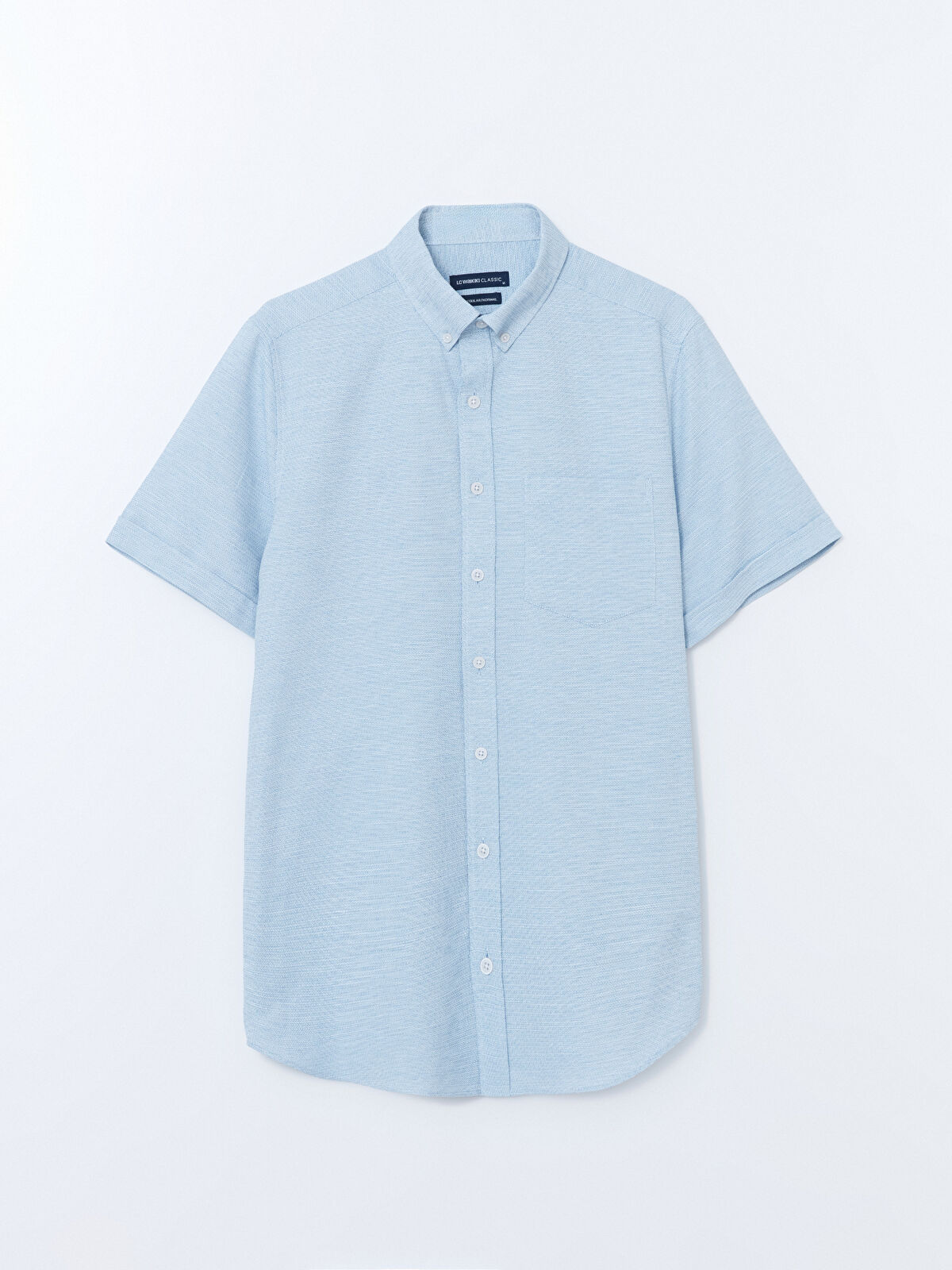 Factory: Short-sleeve Slub Dobby Striped Shirt For Men