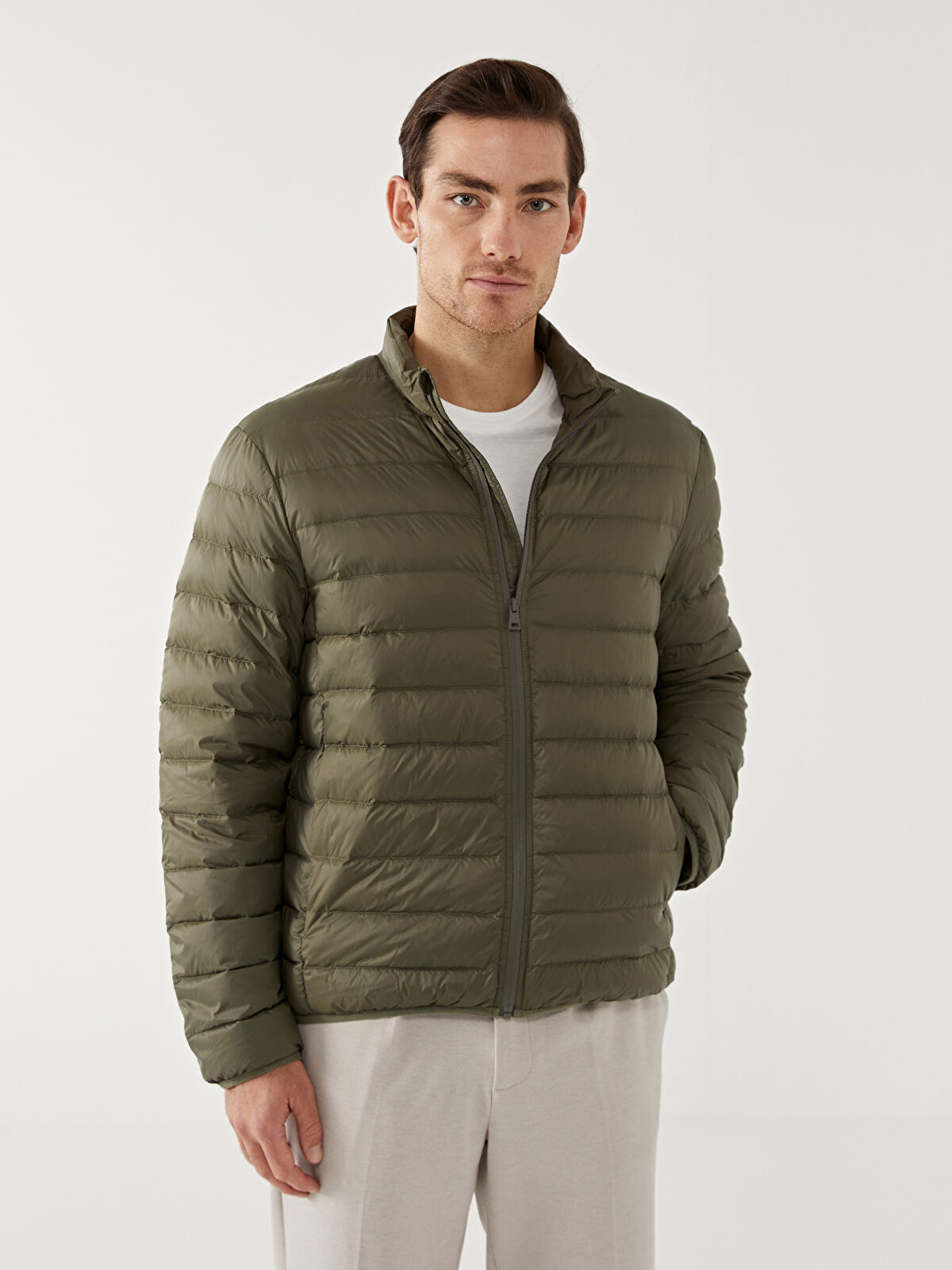 SOUTHBLUE Yeşil Standart Kalıp Dik Yaka Erkek Şişme Mont