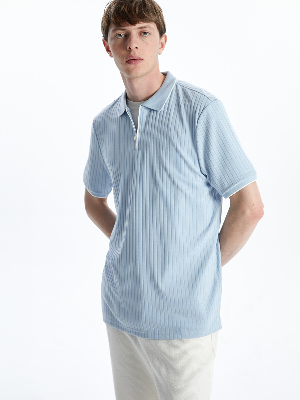 LCW Vision Polo Yaka Erkek Dokulu Tişört - S53942Z8-J0M | LC Waikiki