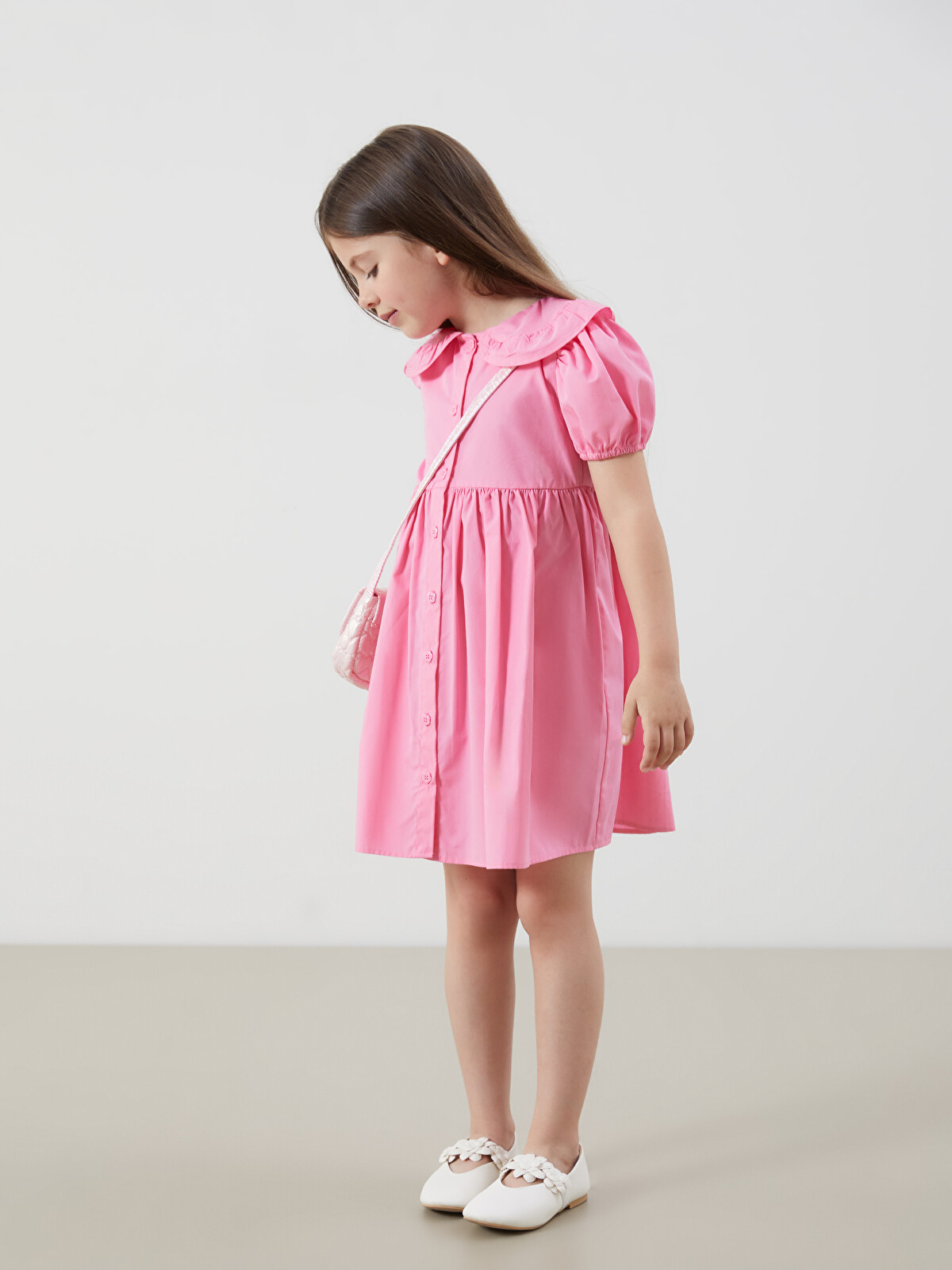 LCW Kids Peter Pan Collar Poplin Girls' Dress - S54364Z1-FNL | LC