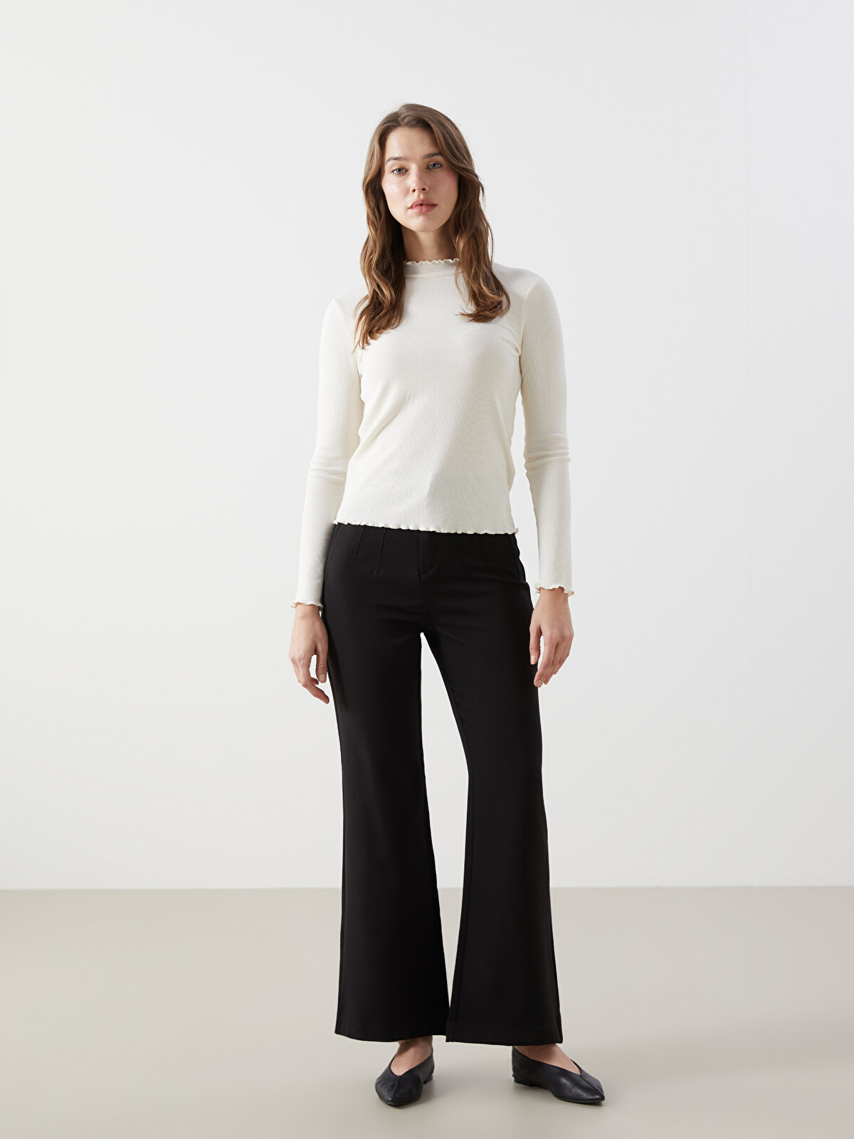 LCW Modest Slim Fit Flared Women's Trousers - S54400Z8-CVL | LC
