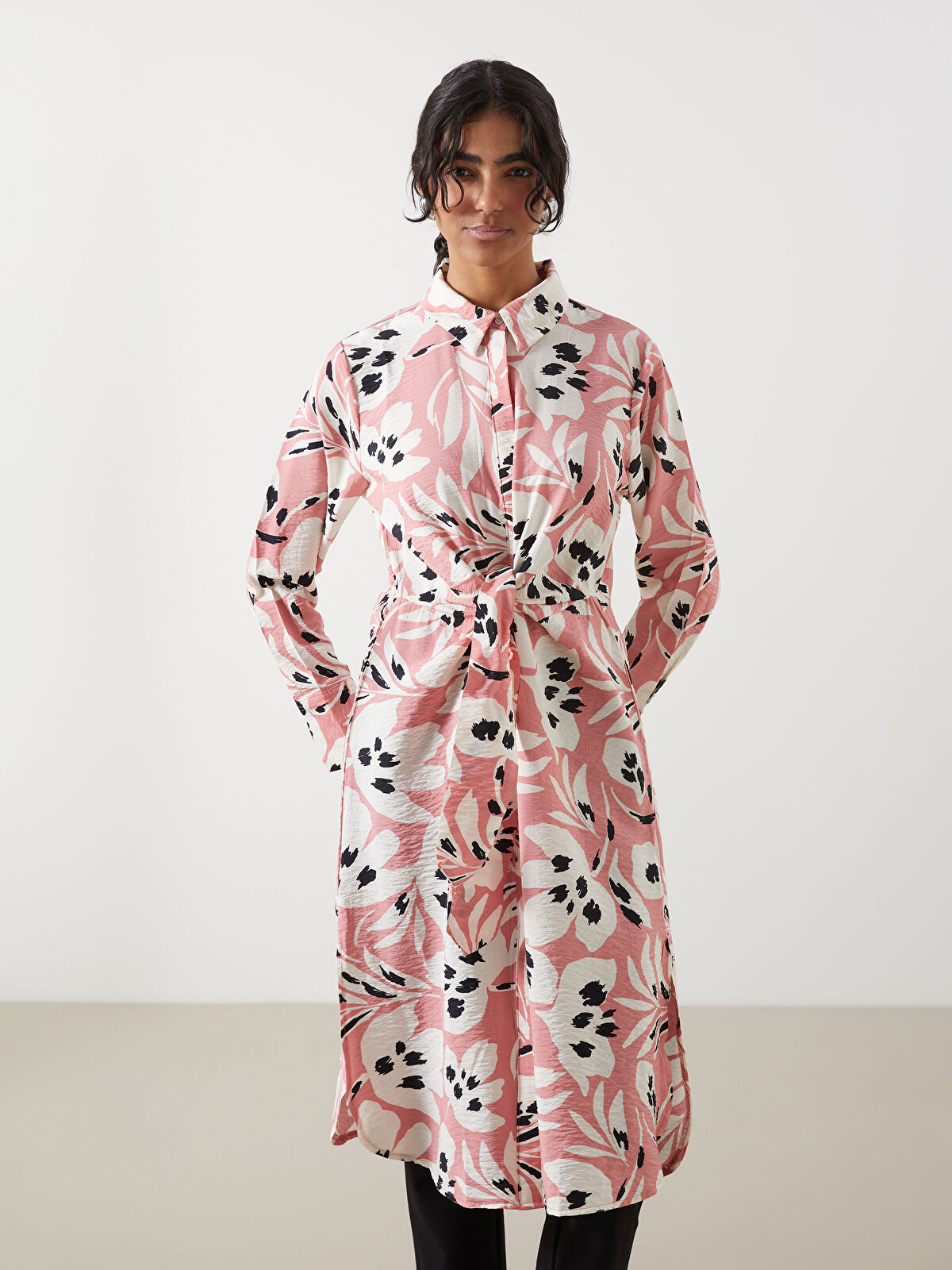 LCW Modest Patterned Women's Shirt Tunic -S54710Z8-LT4 - LC Waikiki