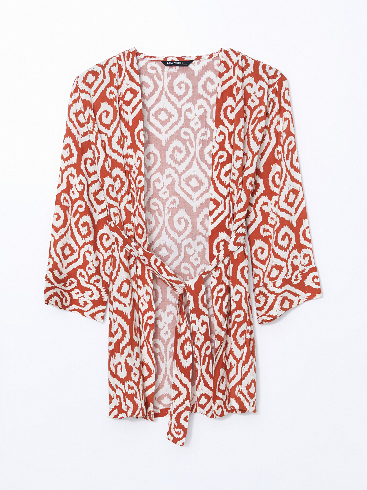 LCW Modest Shawl Collar Patterned Oversize Women's Kimono