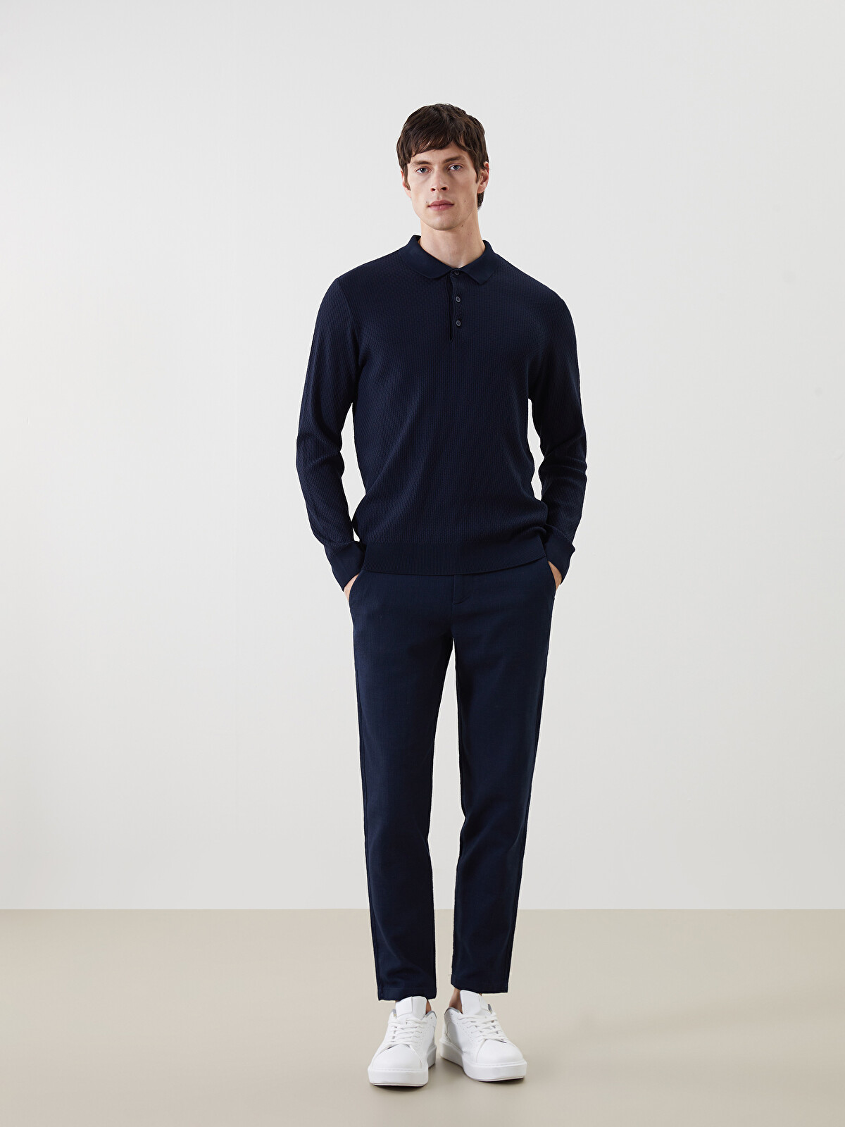 SOUTHBLUE Polo Neck Long Sleeve Men's Knitwear Sweater - S54831Z8