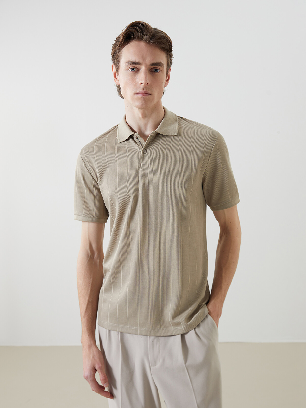 LCW Vision Polo Neck Short Sleeve Men's T-Shirt - S54864Z8-GCR