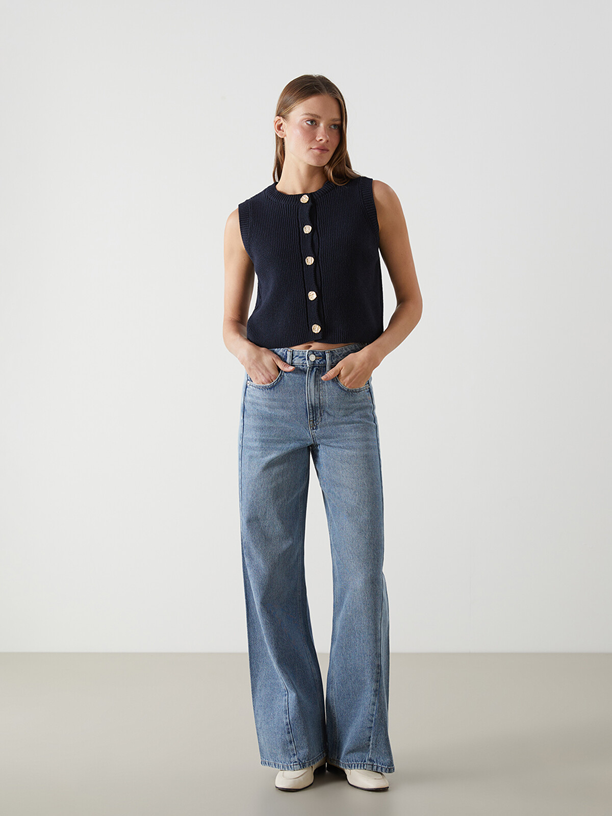 LCW Jeans Wideleg Women's Jeans - S54889Z8-507 | LC Waikiki