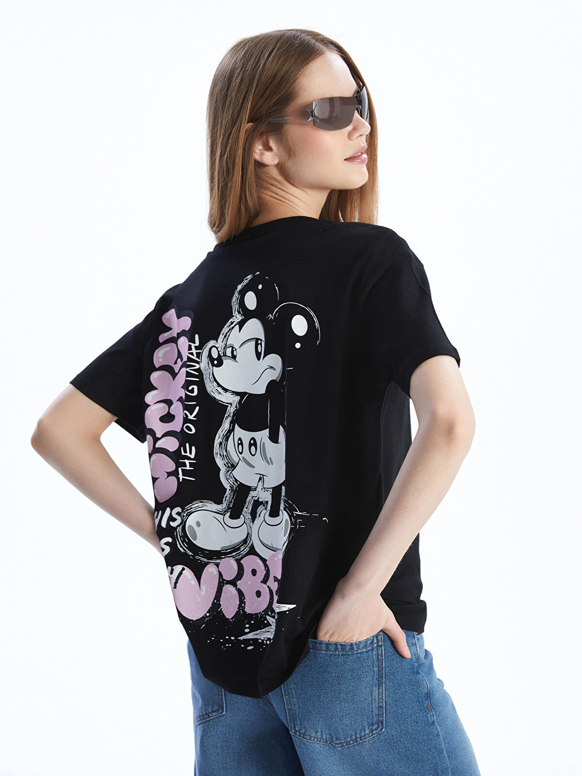 XSIDE Bisiklet Yaka Mickey Mouse Baskılı Kadın Tişört - S54969Z8 XSIDE Bisiklet Yaka Mickey Mouse Baskılı Kadın Tişört - S54969Z8