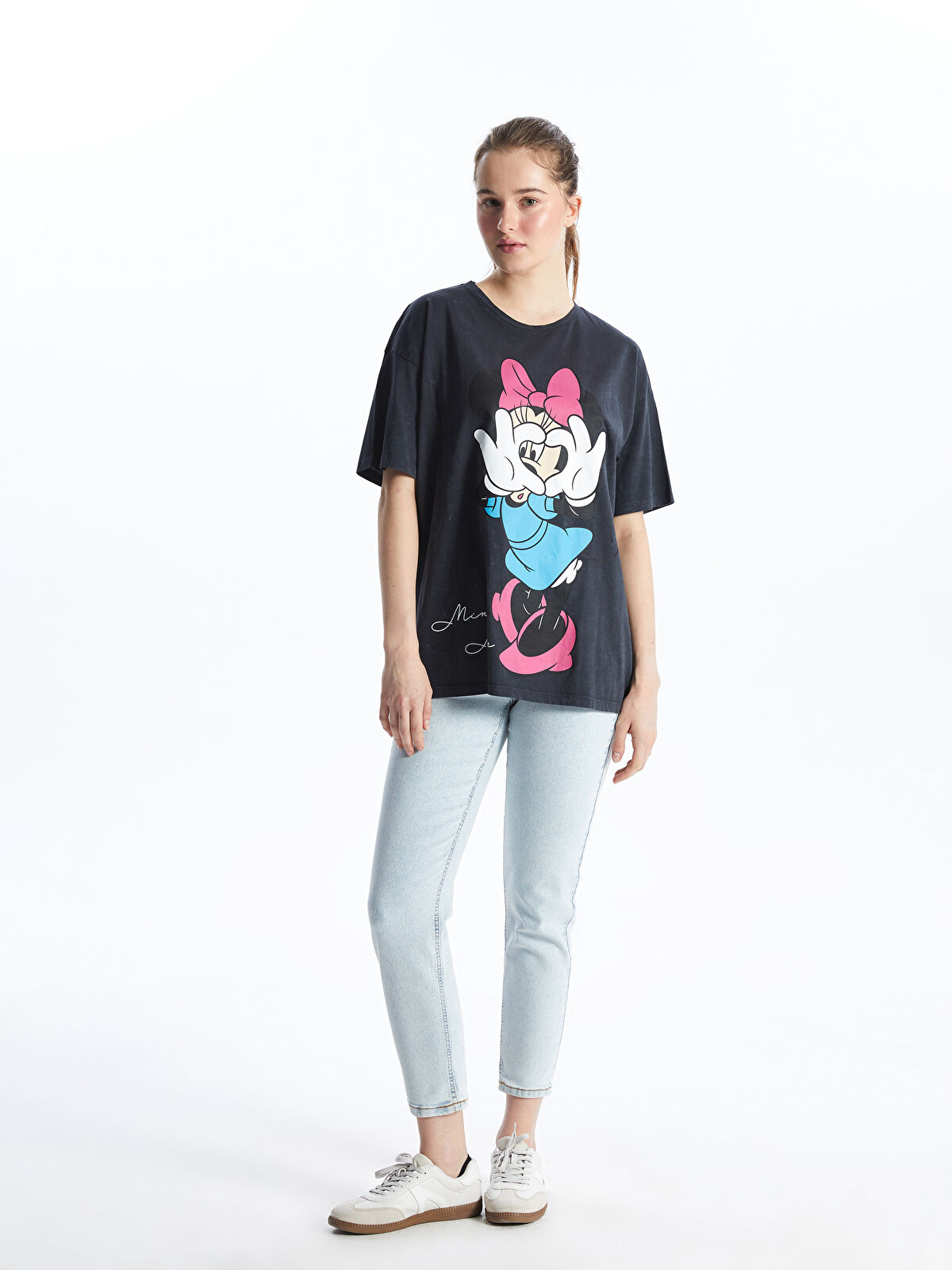 XSIDE Bisiklet Yaka Minnie Mouse Baskılı Kadın Tişört - S54979Z8