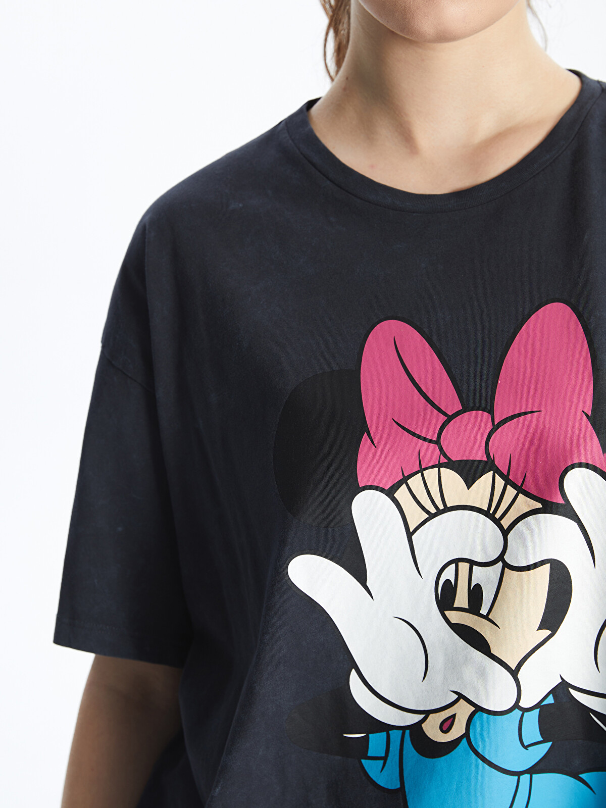 XSIDE Tricou cu Guler Rotund Imprimat Minnie Mouse pentru Femei