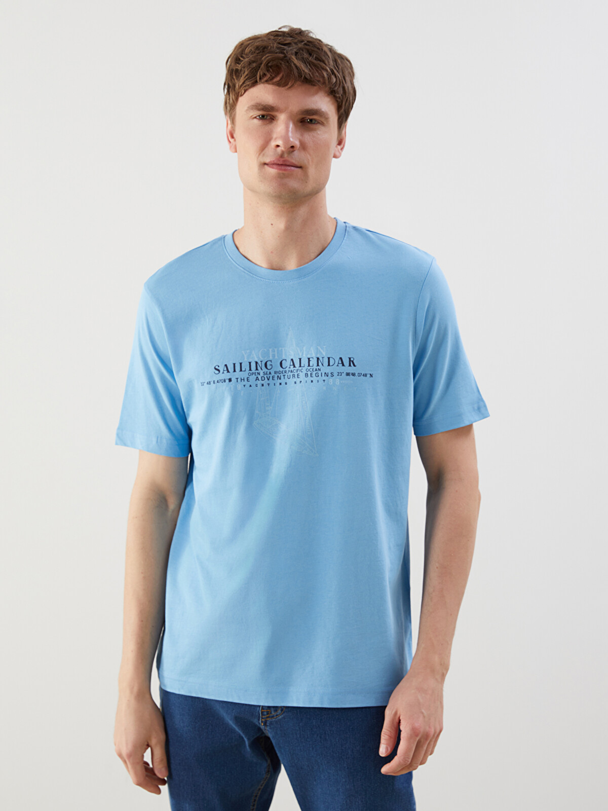 LCWAIKIKI Classic Crew Neck Short Sleeve Printed Combed Cotton