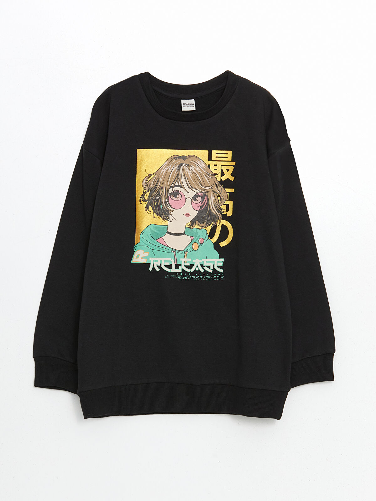 niko and… CHARACTER PRINT SW EATSHIRT LCW Kids Crew Neck Anime Printed Girls' Sweatshirt - S55565Z4-CVL