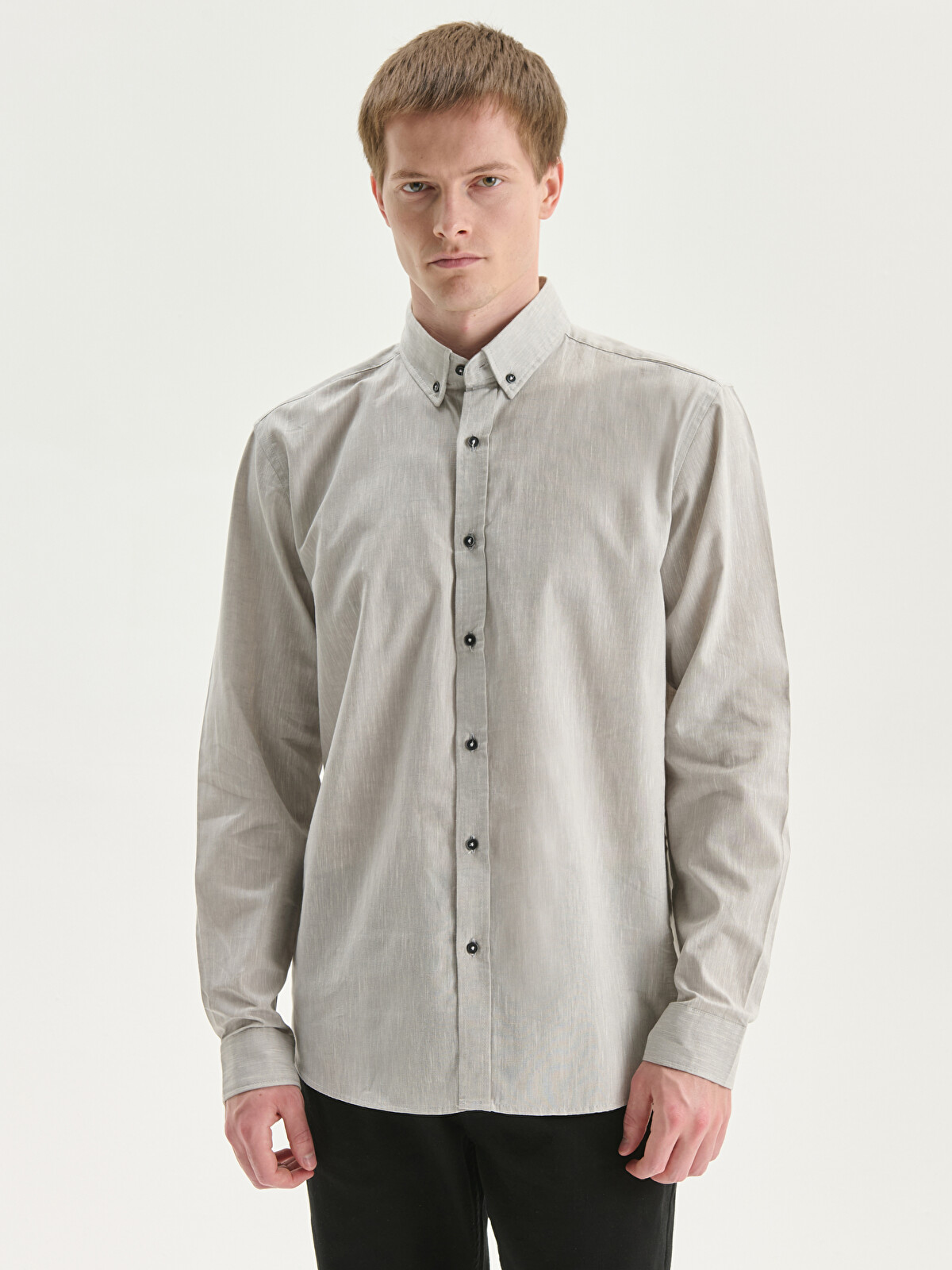 LCW Vision Slim Fit Long Sleeve Linen Blend Men's Shirt - S55710Z8