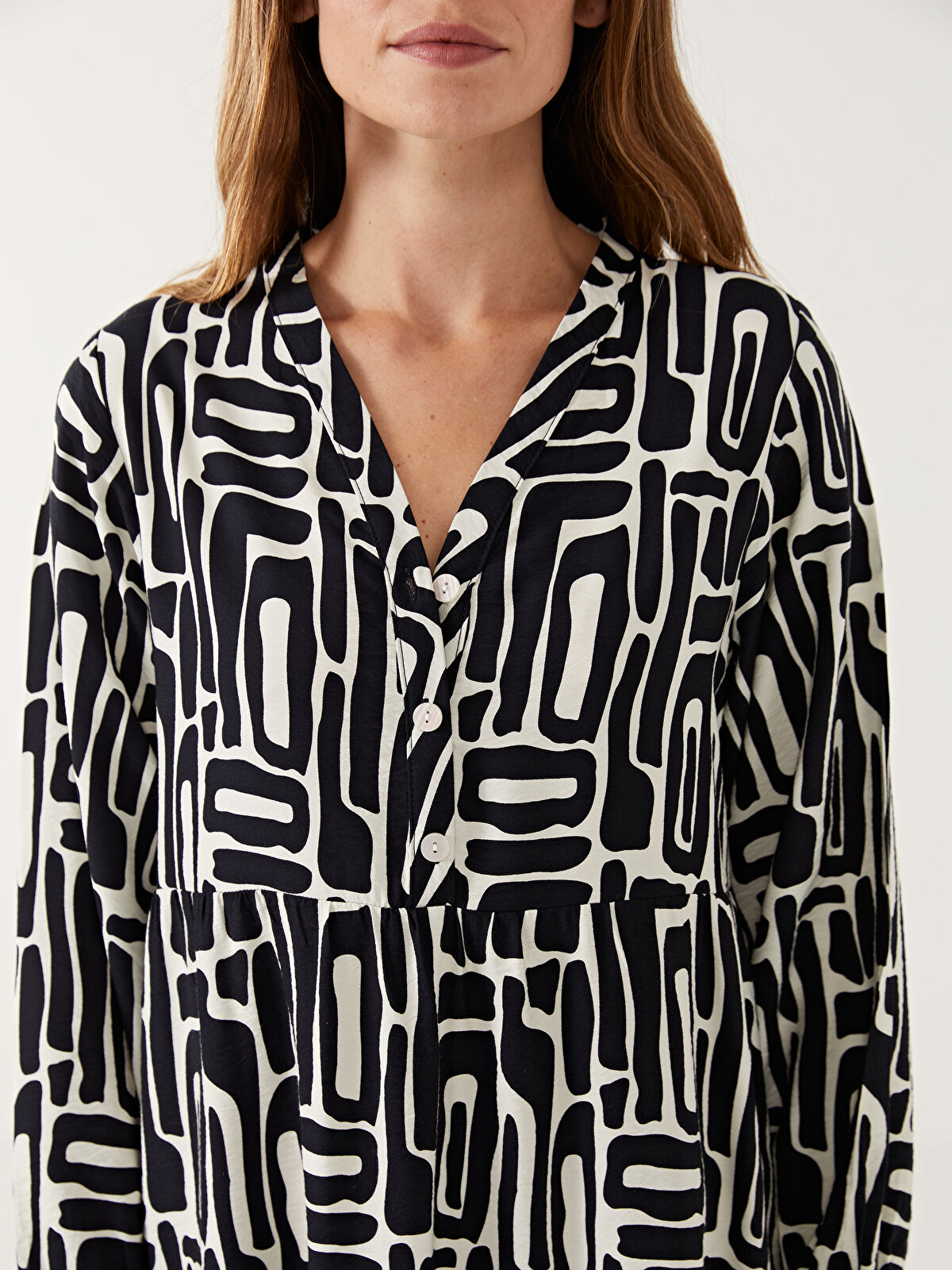 Patterned Ruched Women's Midi Dress -S55816Z8-LQJ - LC Waikiki