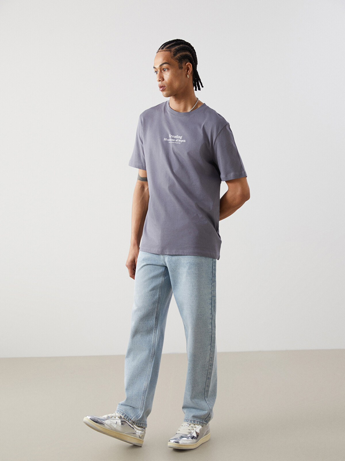 XSIDE Crew Neck Short Sleeve Printed Combed Cotton Men's T-shirt