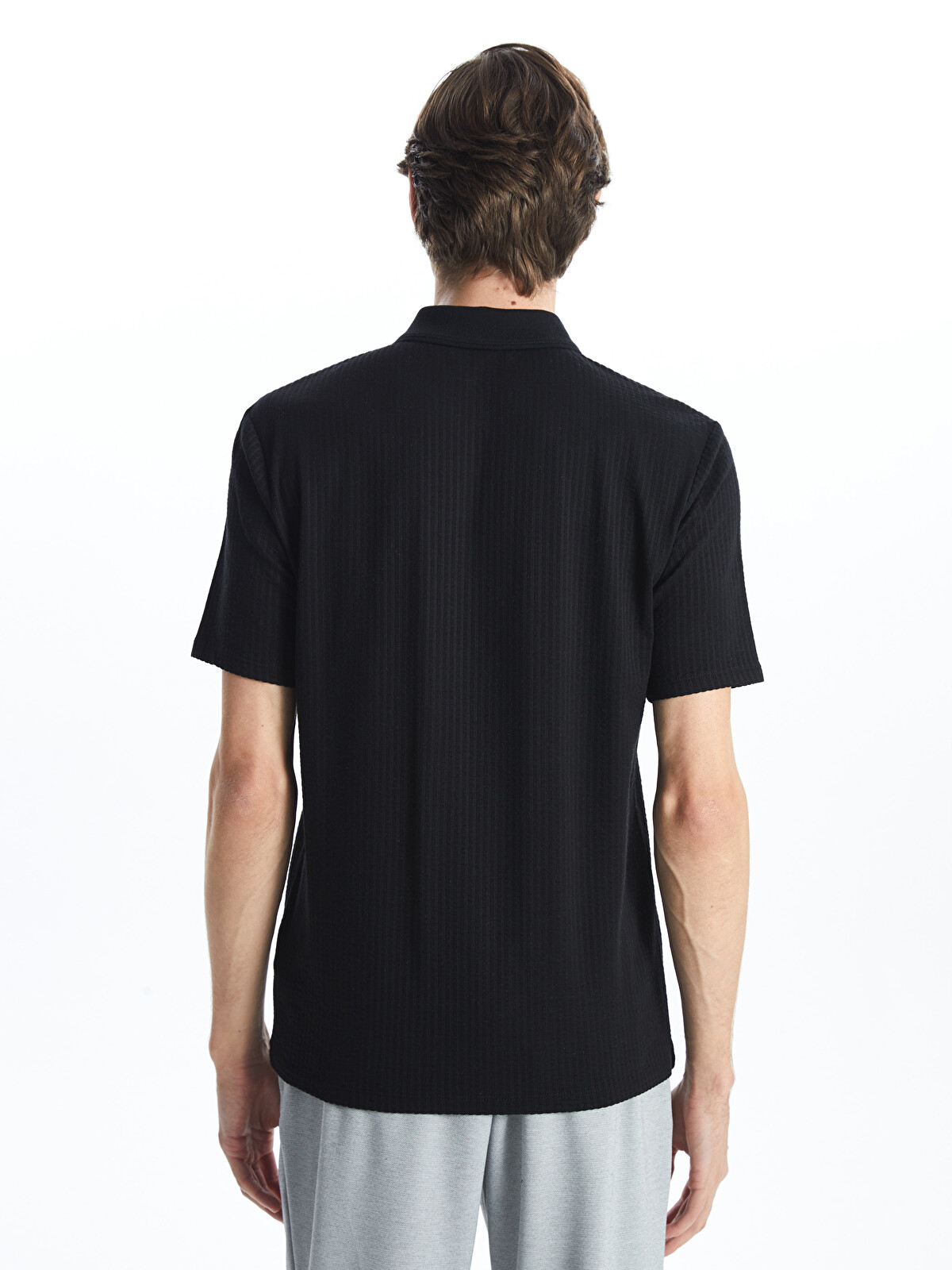 LCW Vision Polo Neck Short Sleeve Men's Textured T-shirt