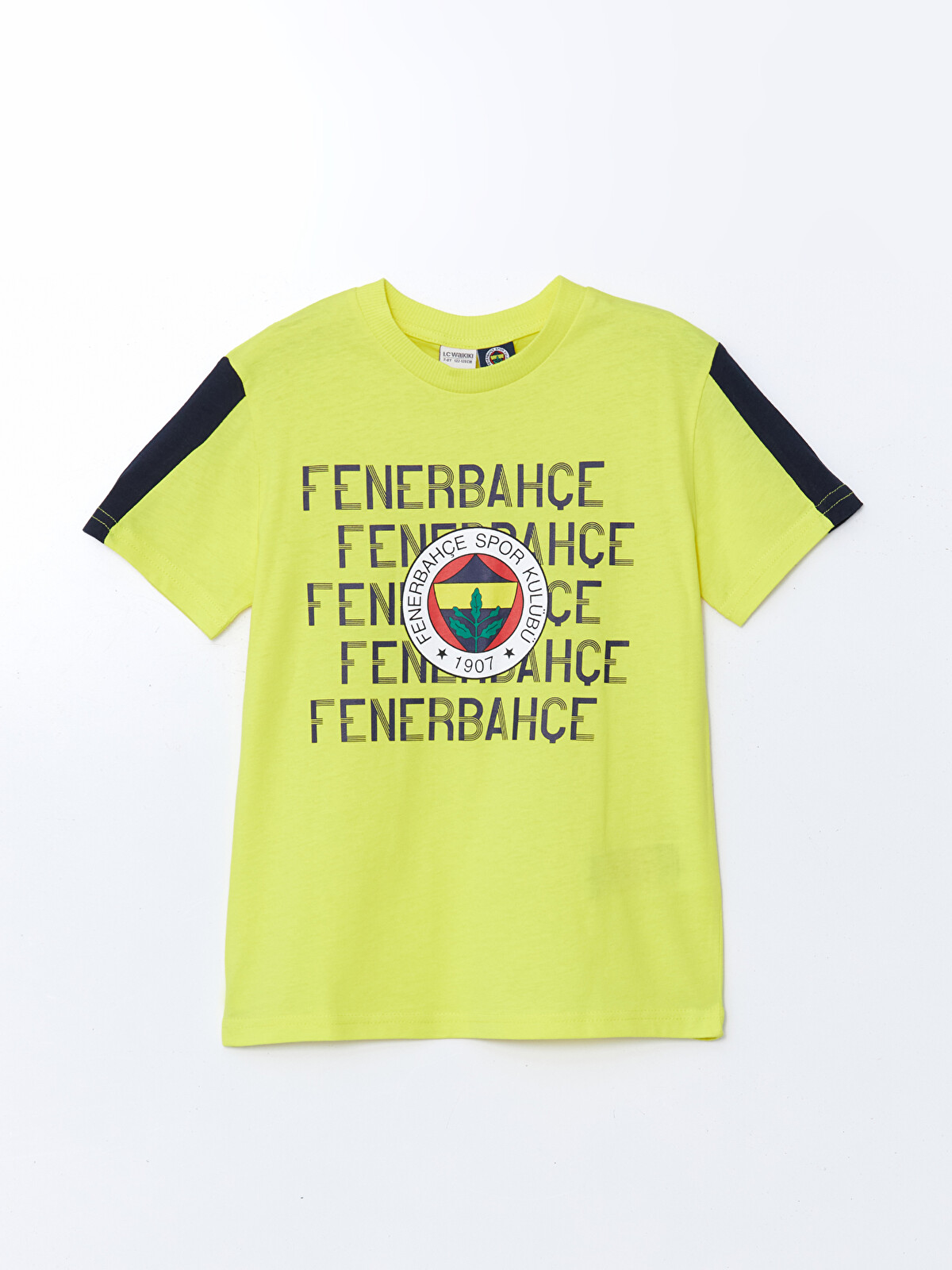 LCW Kids Sarı Bisiklet Yaka Fenerbahçe Baskılı Erkek Çocuk Tişört