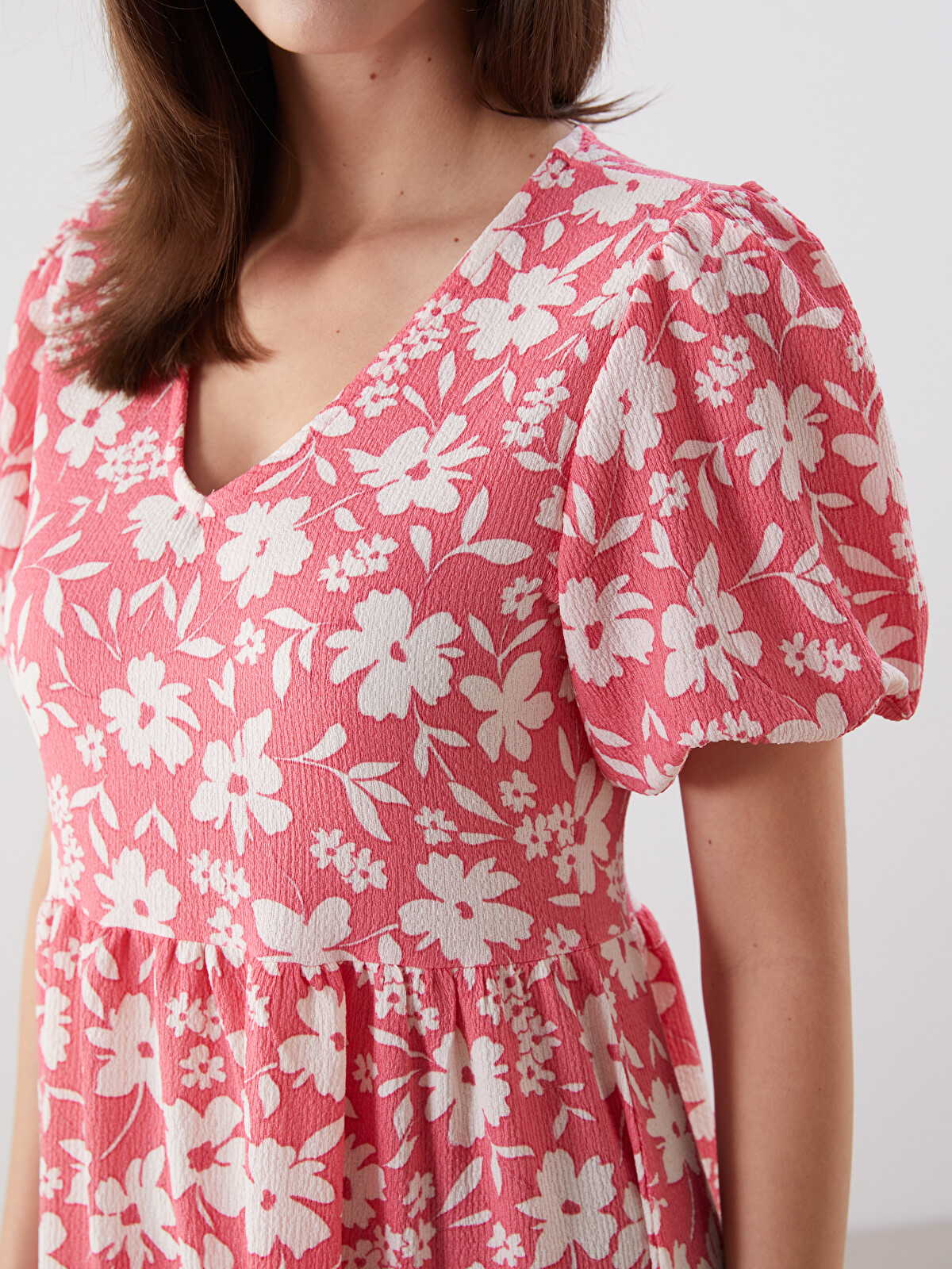 LCW Comfort Rochie Florală cu Decolteu în V pentru Femei