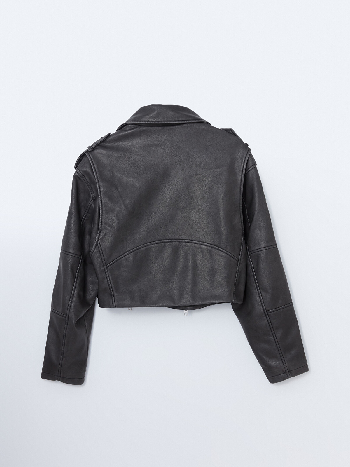 XSIDE Siyah Biker Yaka Kadın Deri Görünümlü Ceket - S56048Z8-CVL | LCW