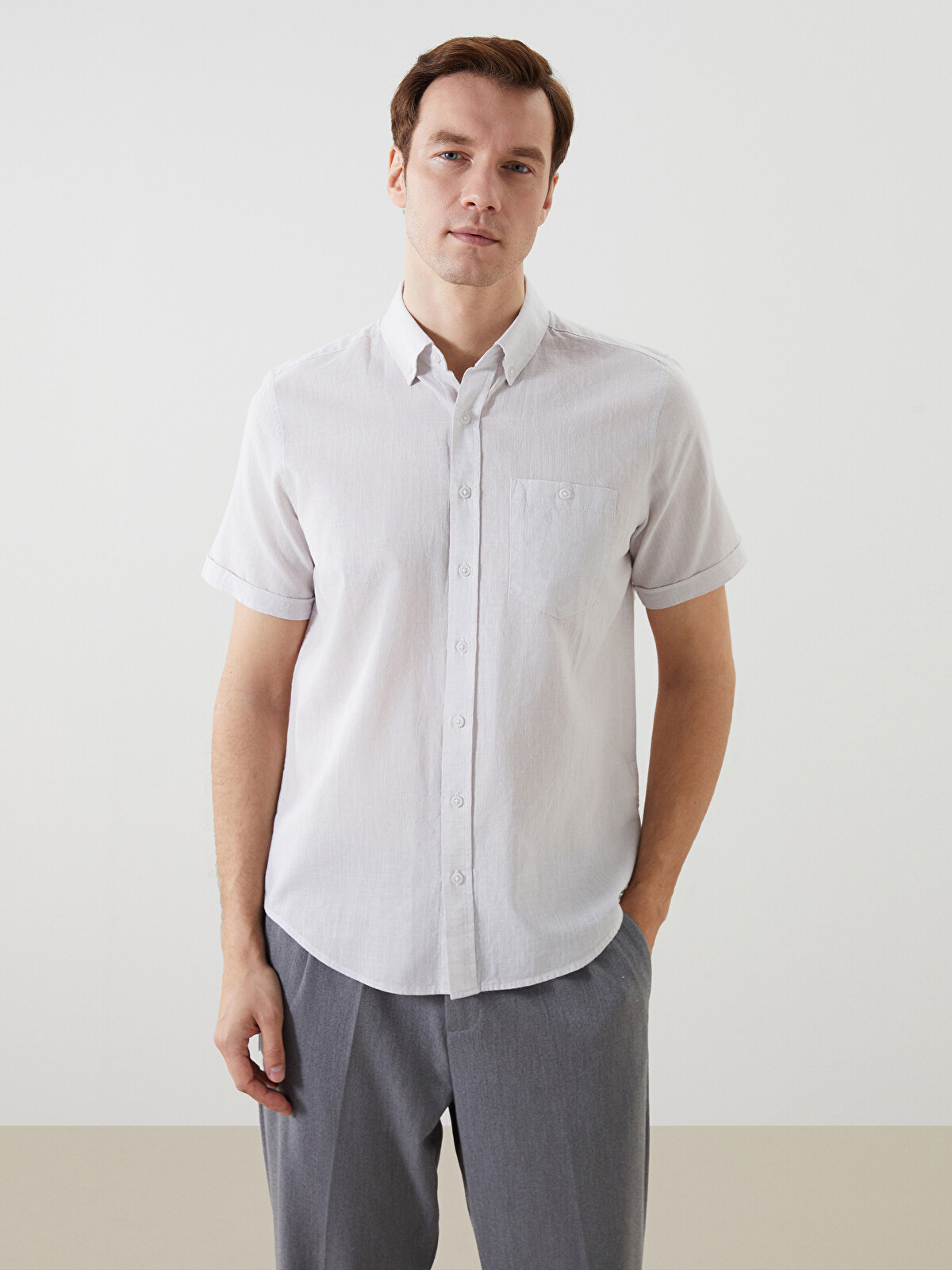 LCWAIKIKI Classic Regular Fit Linen Blend Men's Shirt - S56053Z8