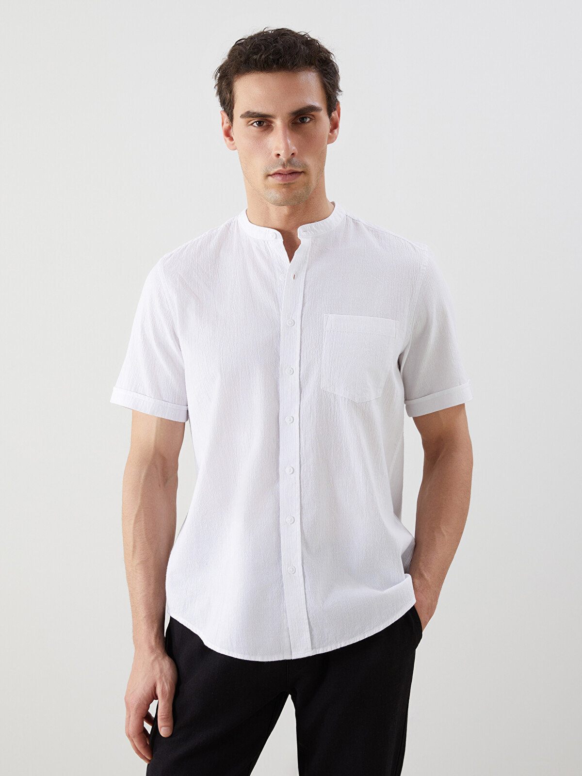LCWAIKIKI Classic Regular Fit Mandarin Collar Short Sleeve 100