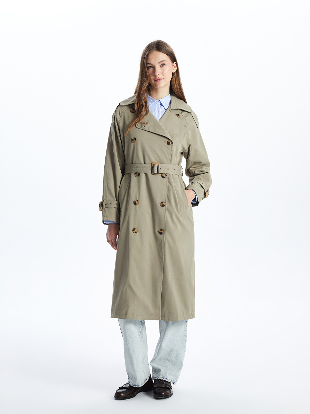 XSIDE Ceket Yaka Oversize Kadın Trençkot - S56095Z8-KEL | LC Waikiki