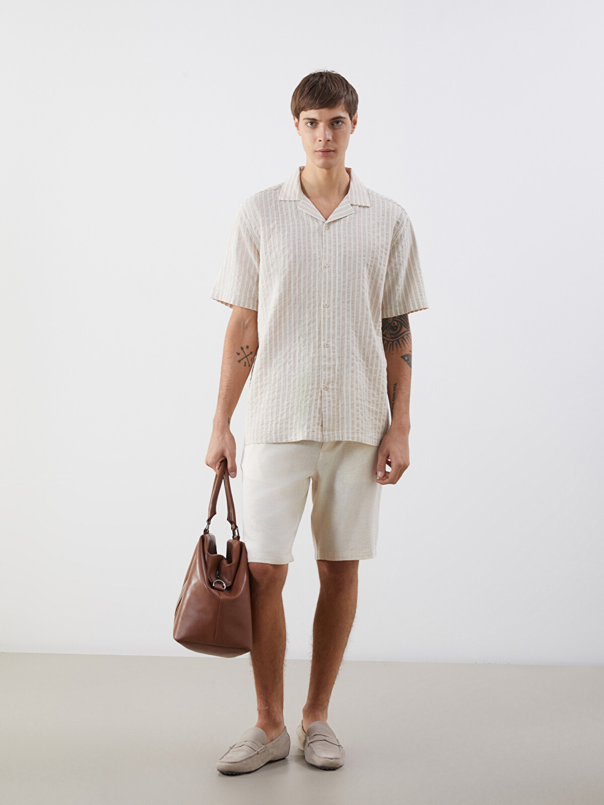 LCW Vision Standard Fit Linen Blend Men's Shorts - S56474Z8-QRF